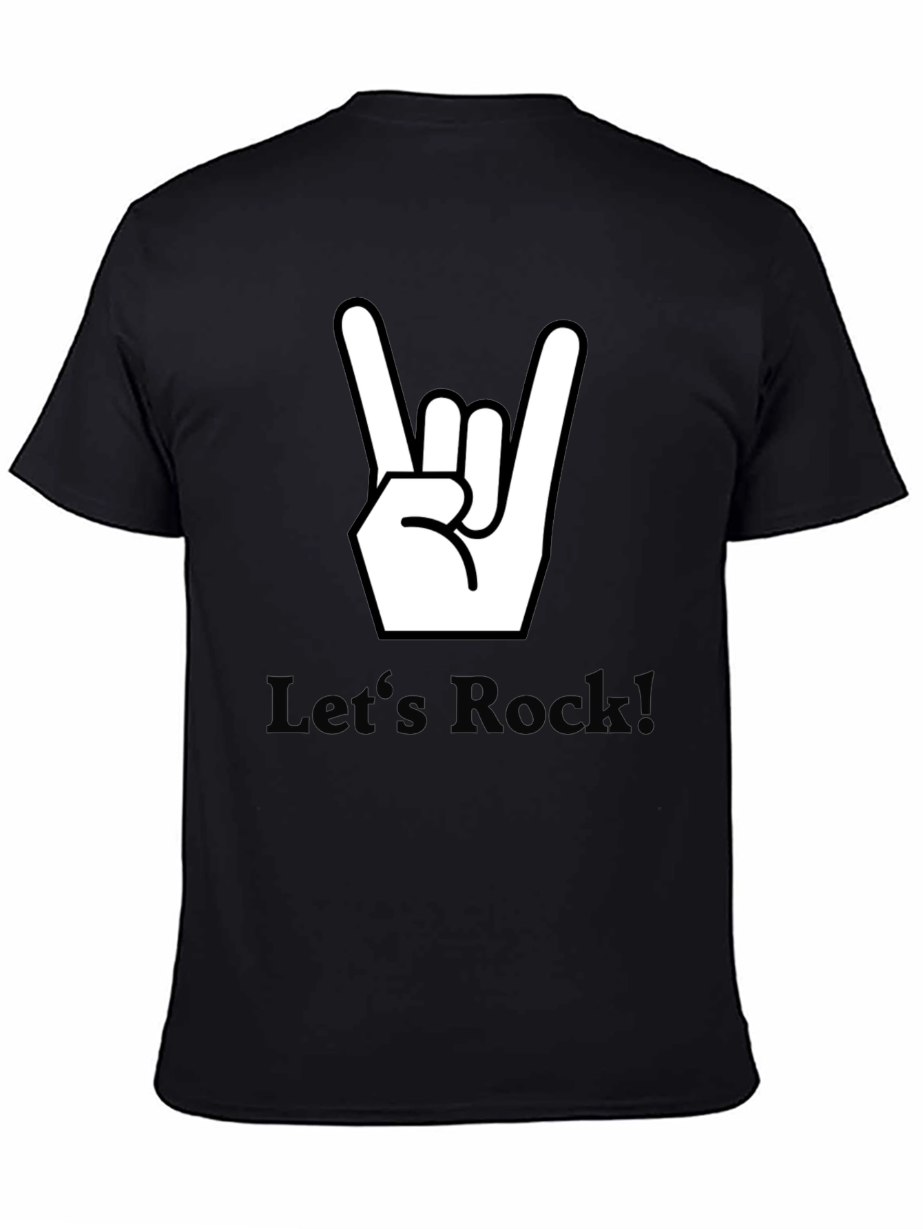 Lets Rock Graphic Tee - Black Cotton T-Shirt