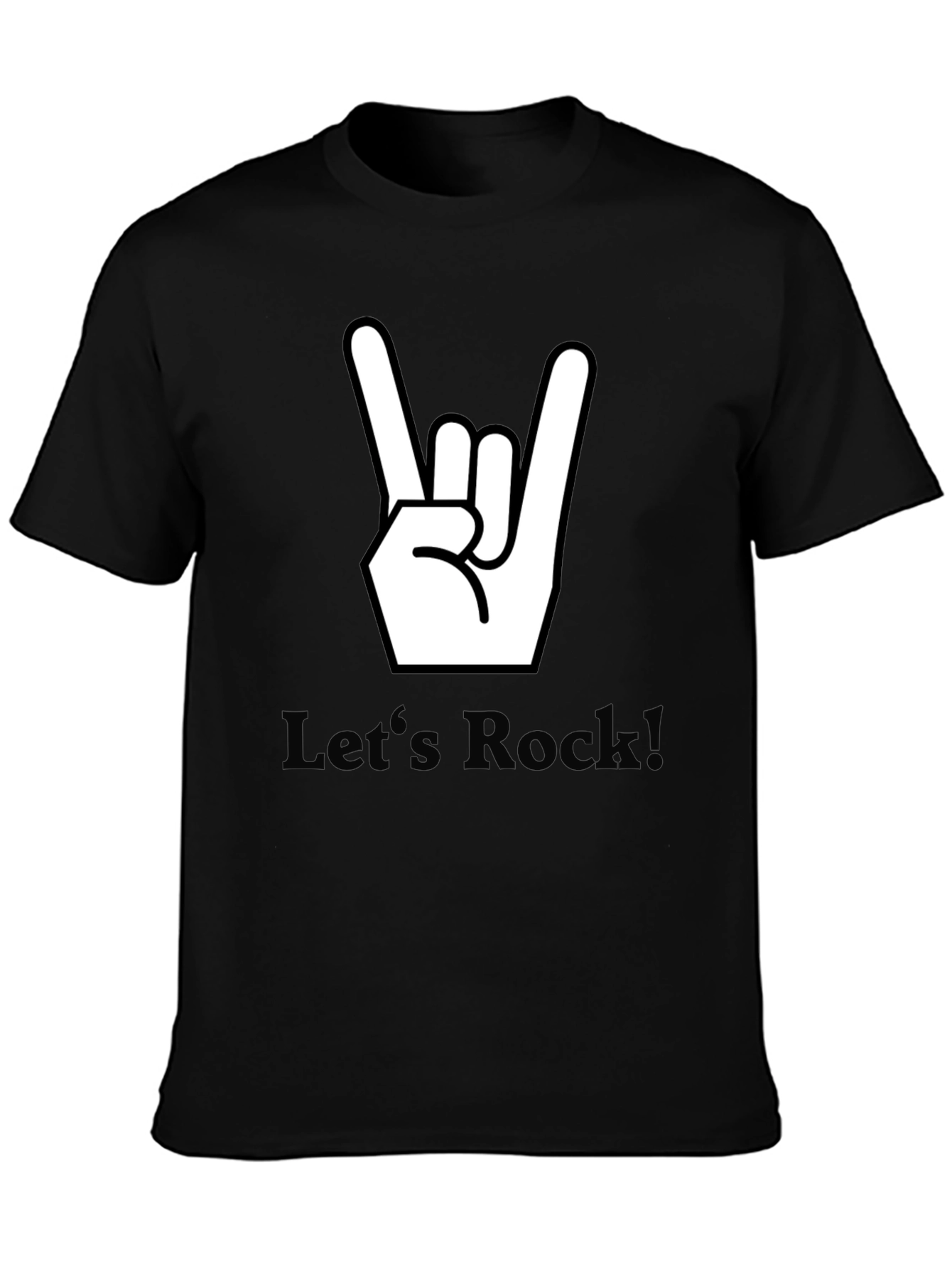 Lets Rock Graphic Tee - Black Cotton T-Shirt