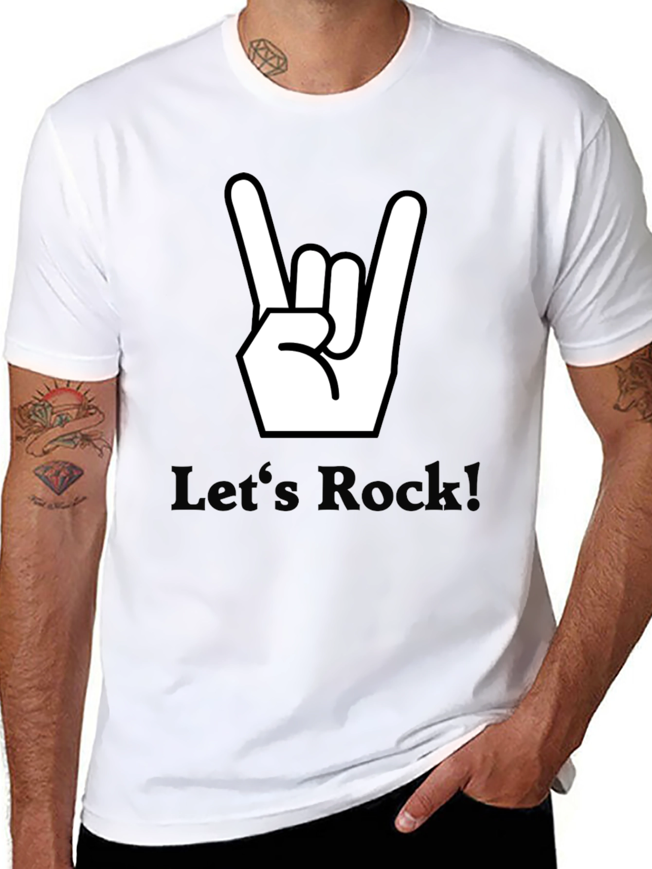 Lets Rock Graphic Tee - Black Cotton T-Shirt