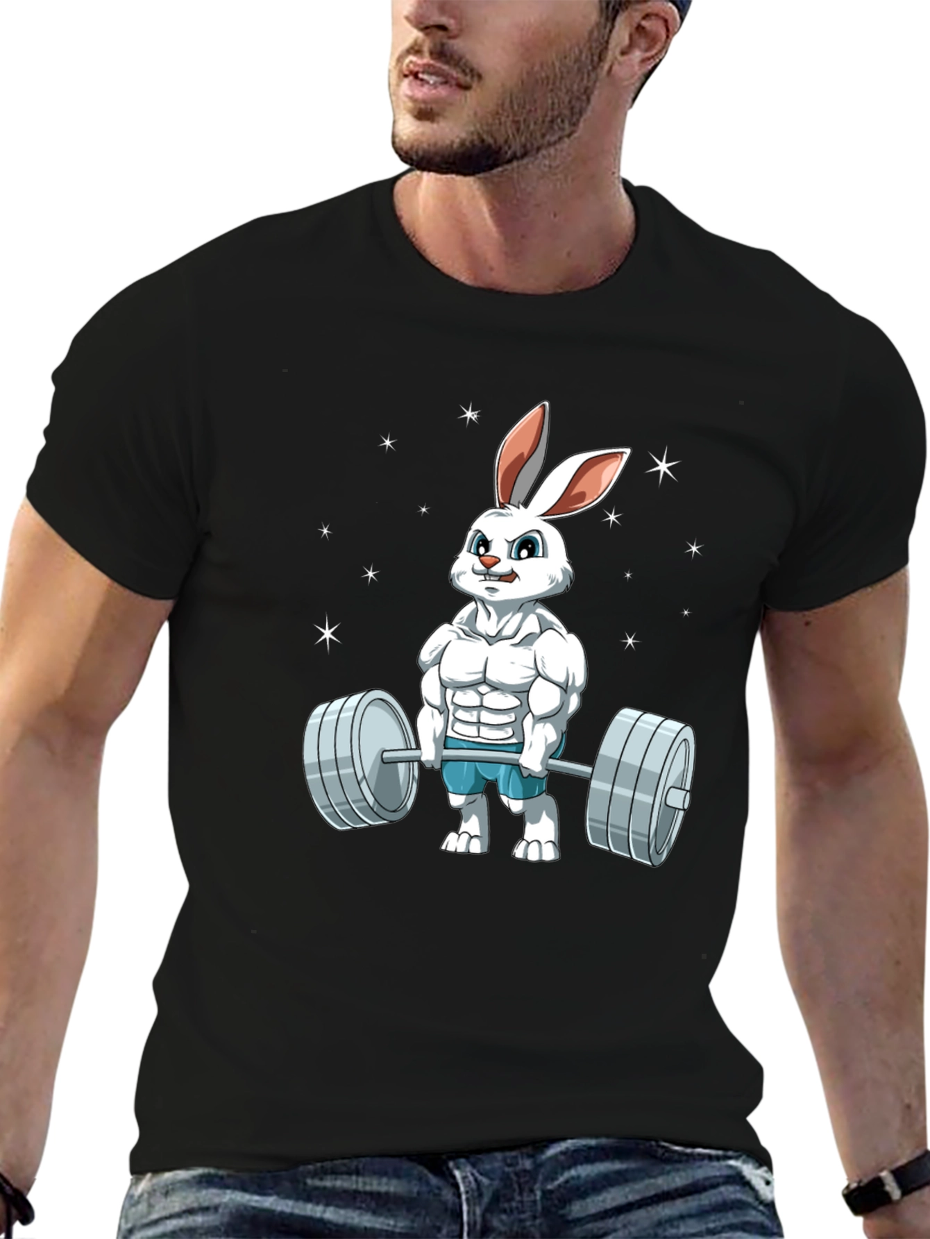 Funny Bunny Gym T-Shirt - Weightlifting Easter Rabbit