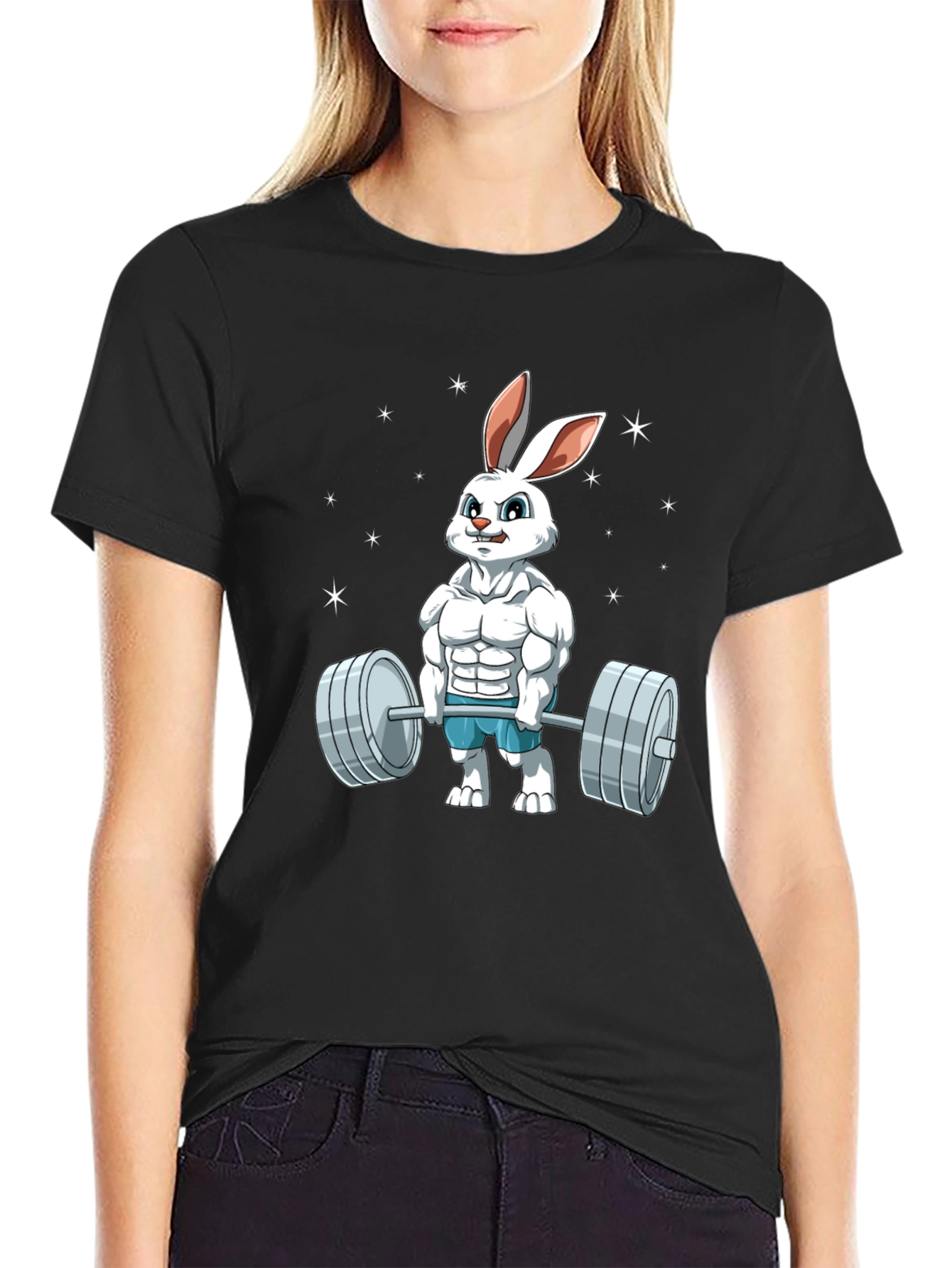 Funny Bunny Gym T-Shirt - Weightlifting Easter Rabbit