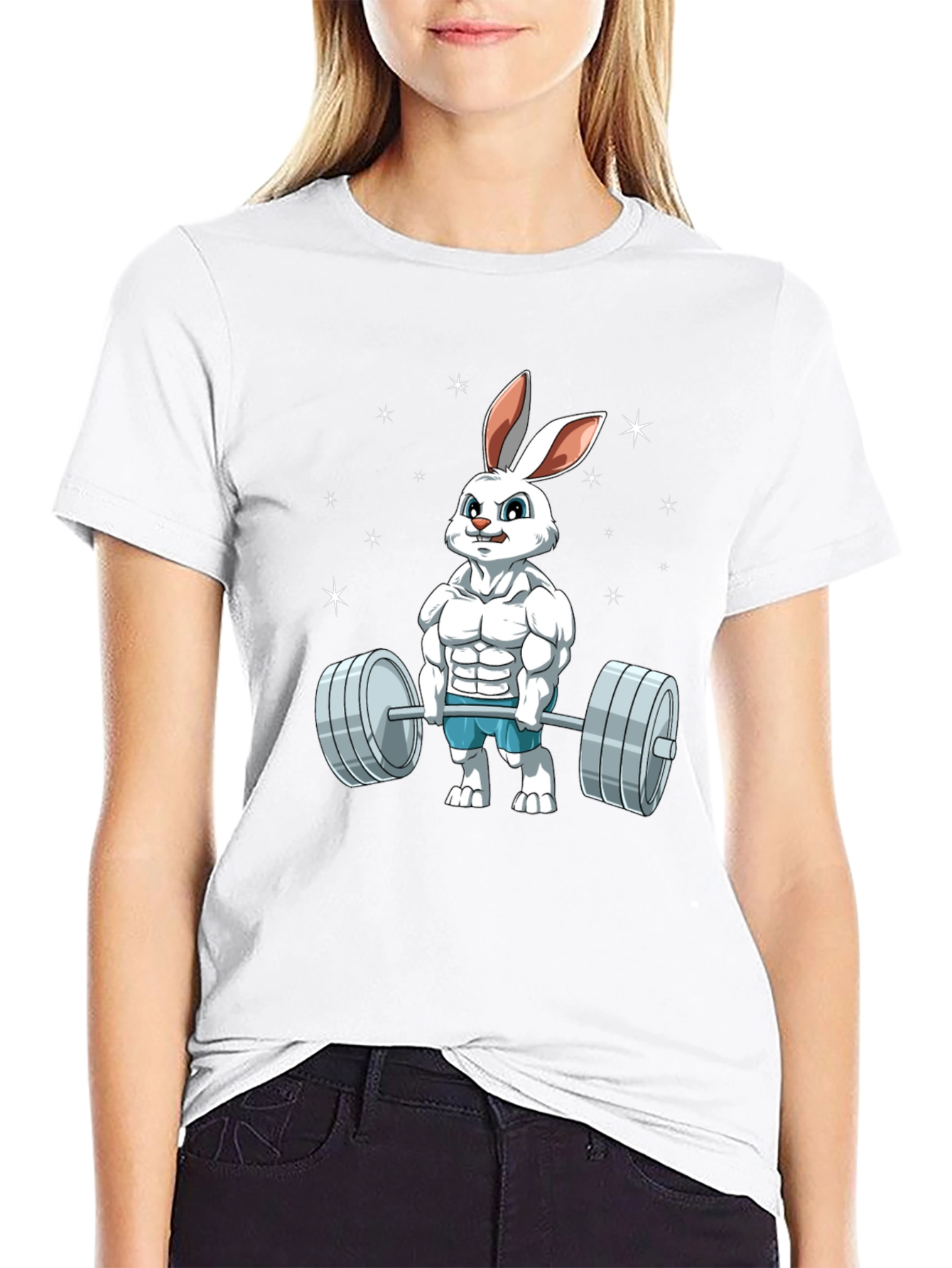 Funny Bunny Gym T-Shirt - Weightlifting Easter Rabbit