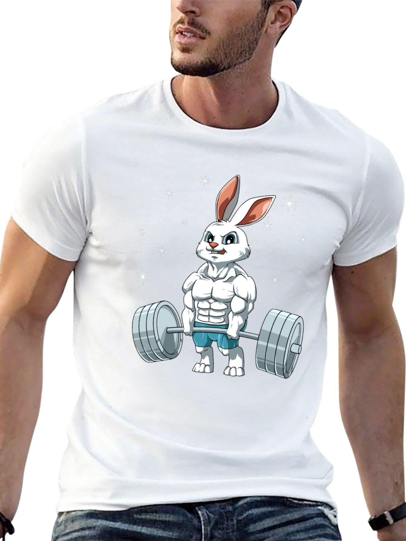 Funny Bunny Gym T-Shirt - Weightlifting Easter Rabbit