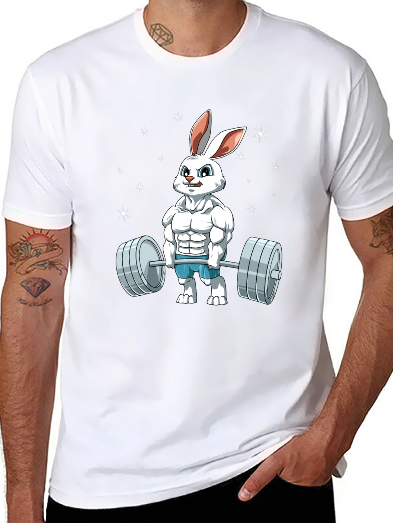 Funny Bunny Gym T-Shirt - Weightlifting Easter Rabbit