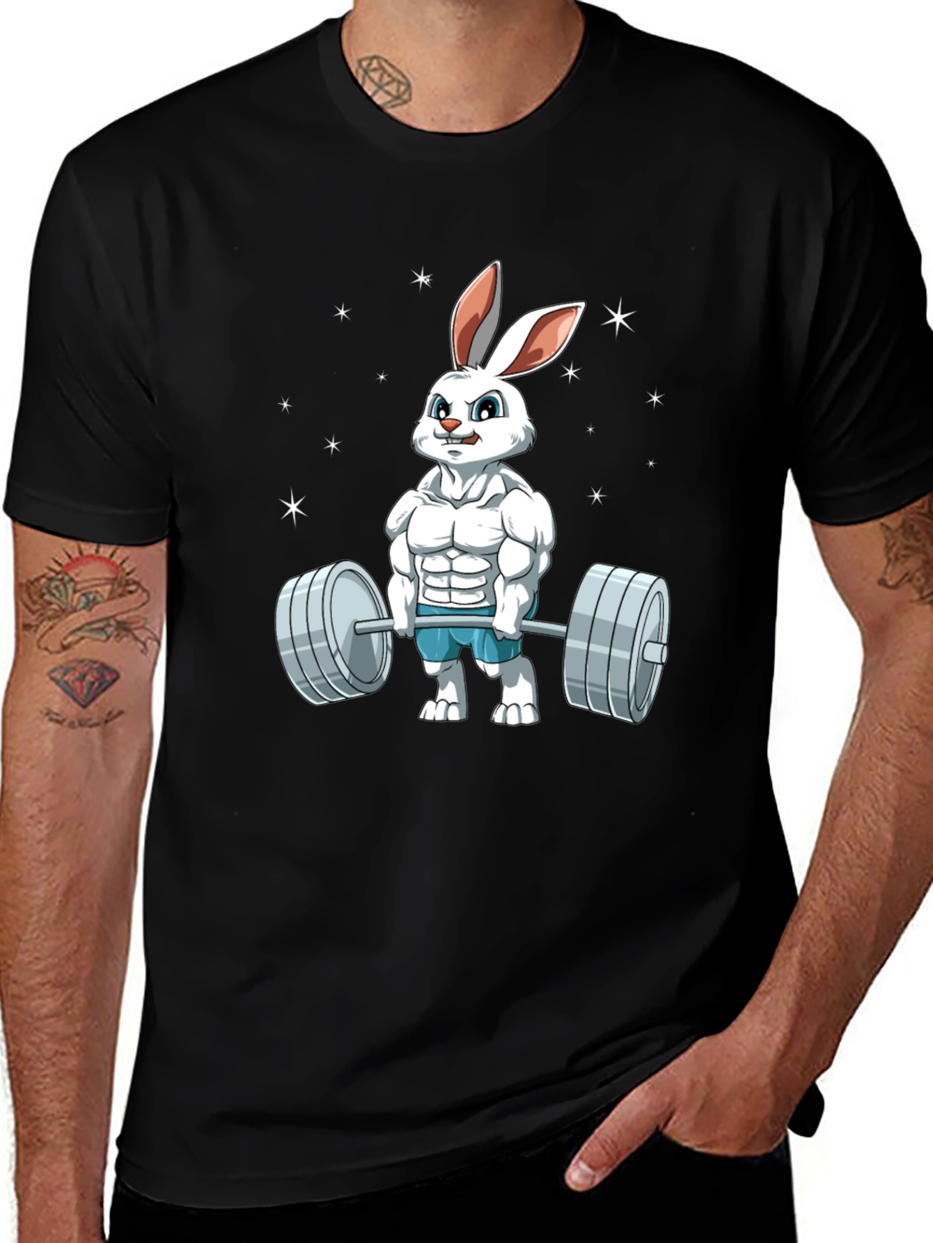 Funny Bunny Gym T-Shirt - Weightlifting Easter Rabbit