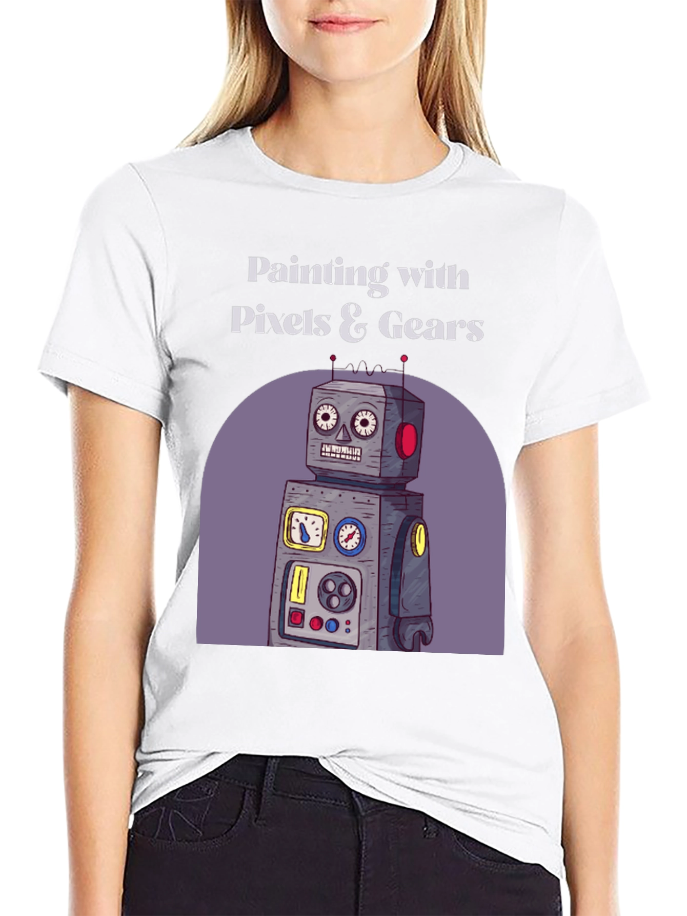 Painting with Pixels & Gears Black T-Shirt