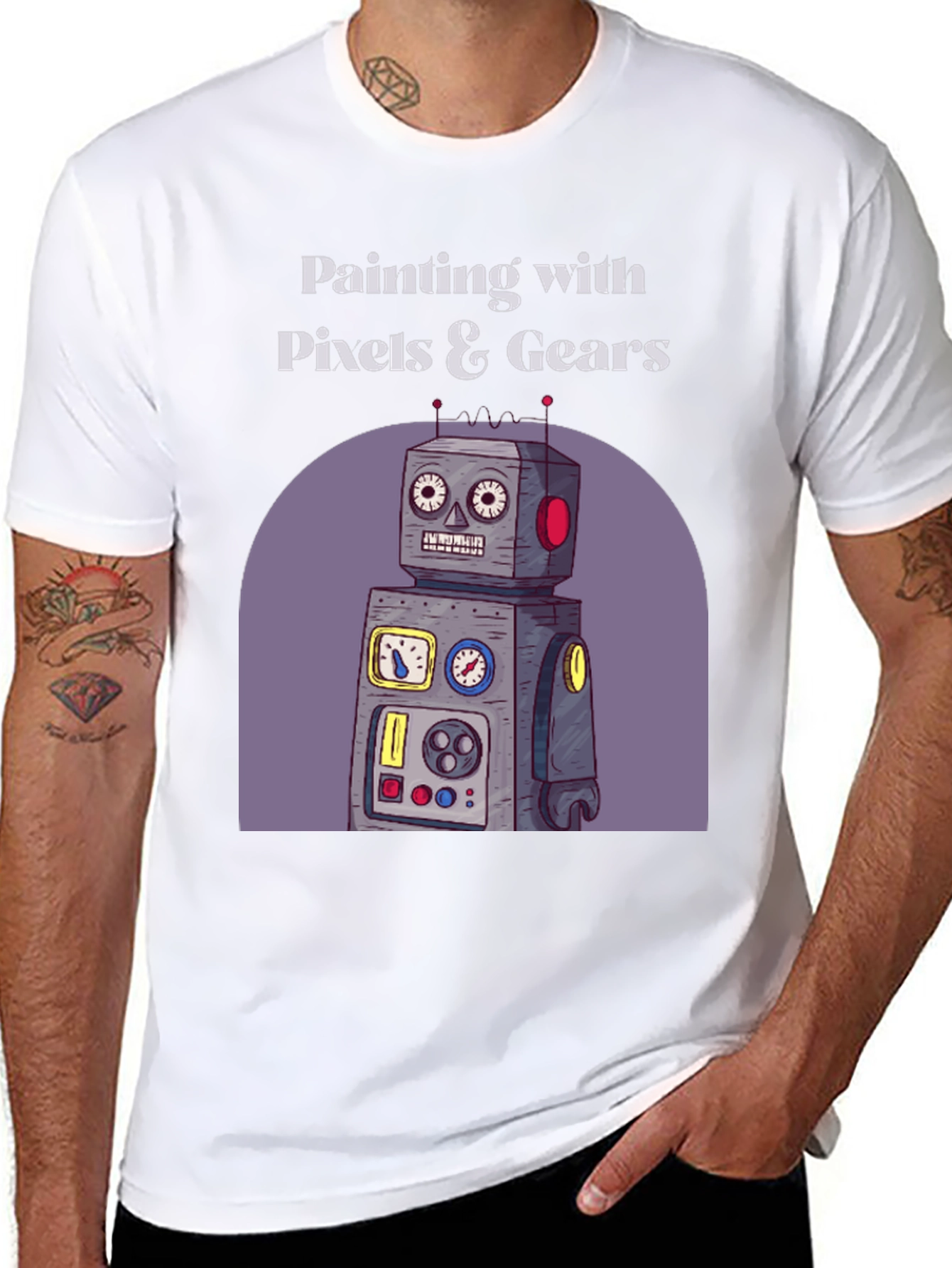 Painting with Pixels & Gears Black T-Shirt