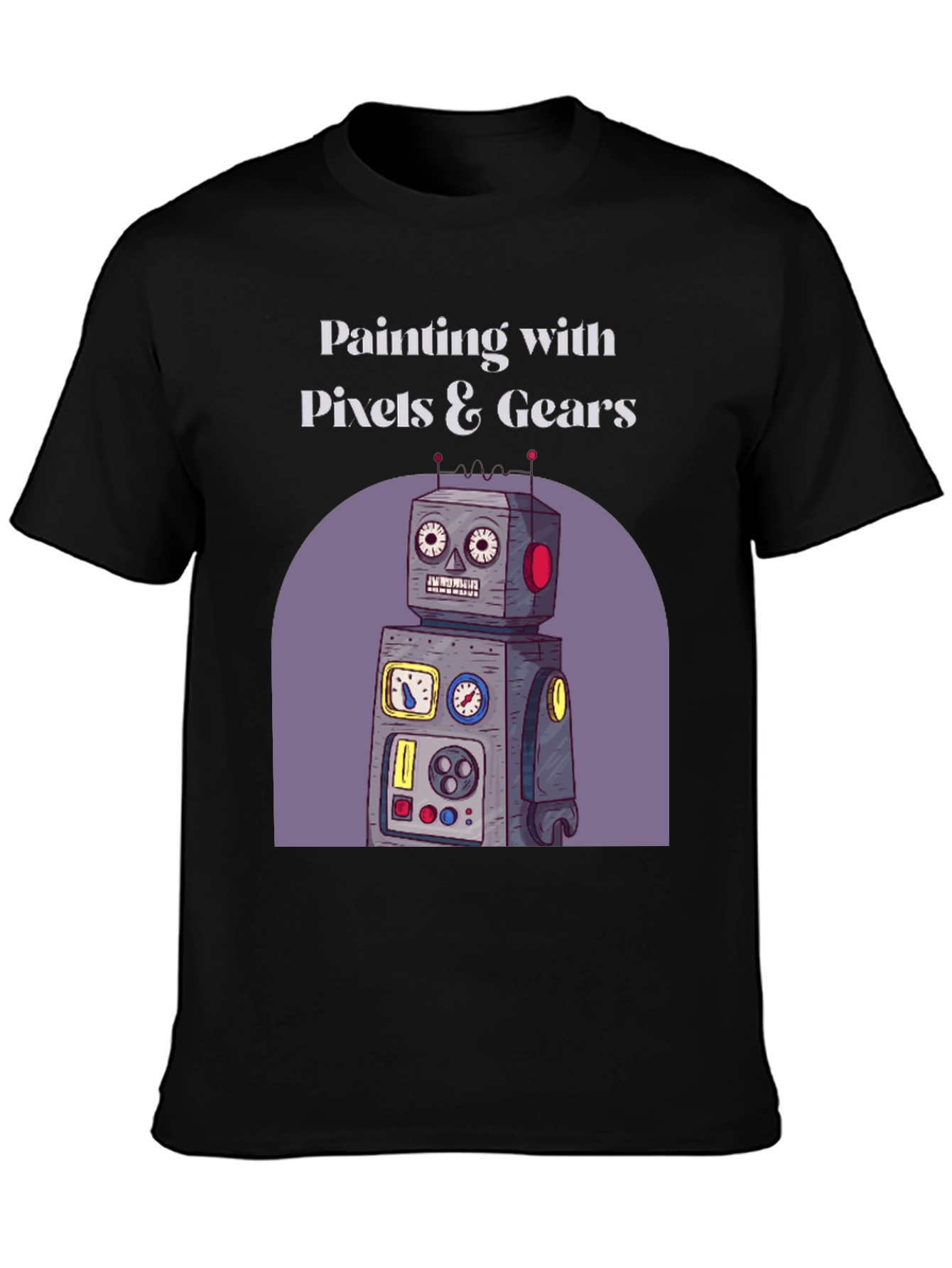 Painting with Pixels & Gears Black T-Shirt