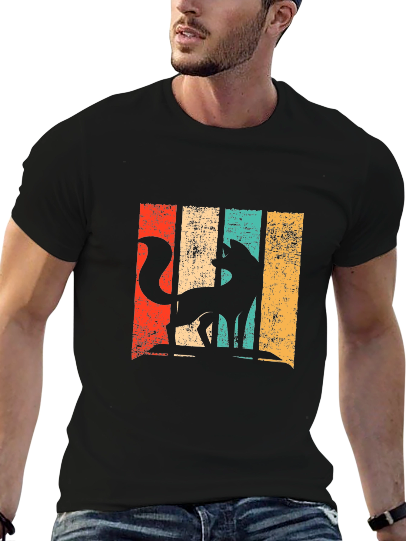 Retro Fox Graphic T-Shirt - Distressed Design