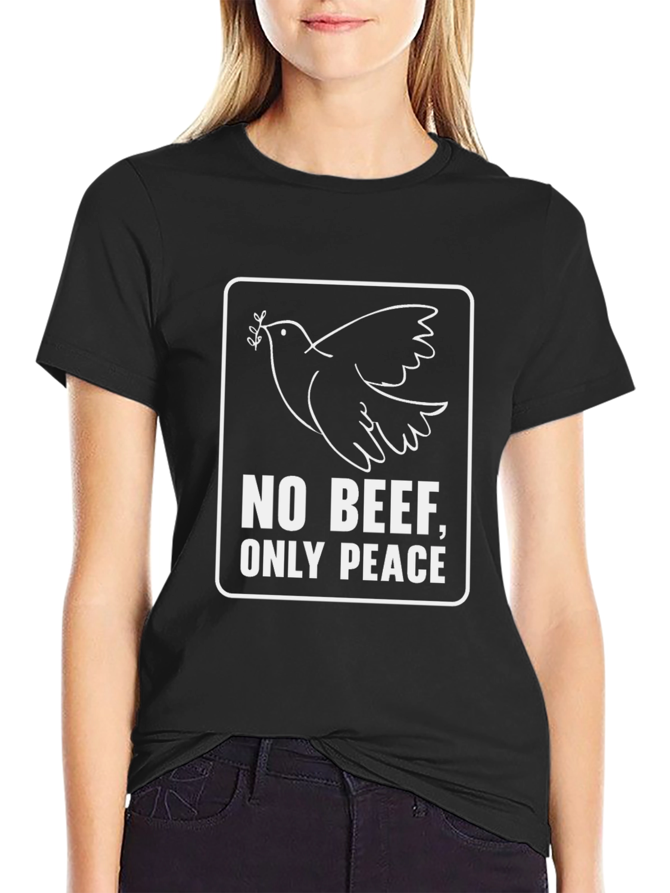 No Beef Only Peace Dove Graphic T-Shirt