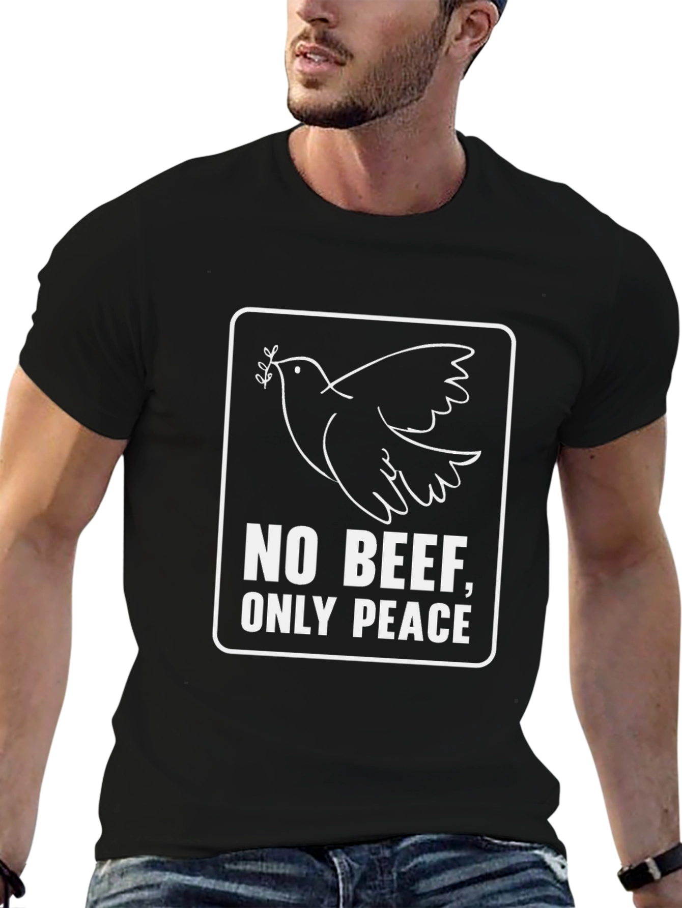 No Beef Only Peace Dove Graphic T-Shirt