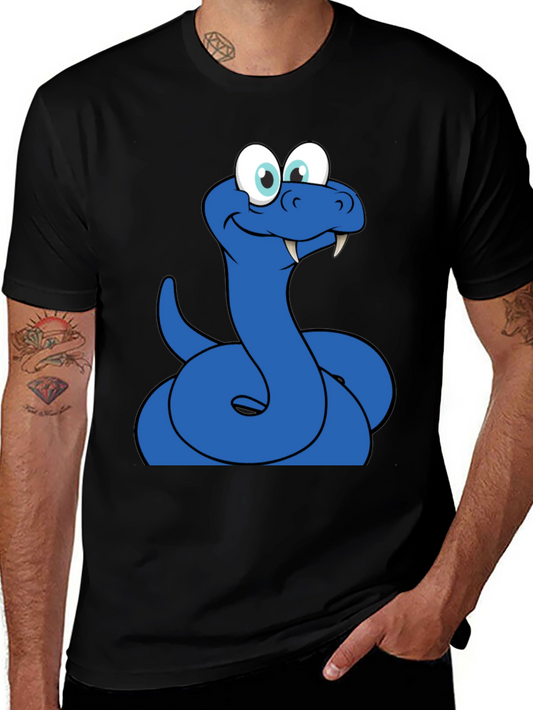 Cartoon Snake Graphic Tee - Mens Black T-Shirt
