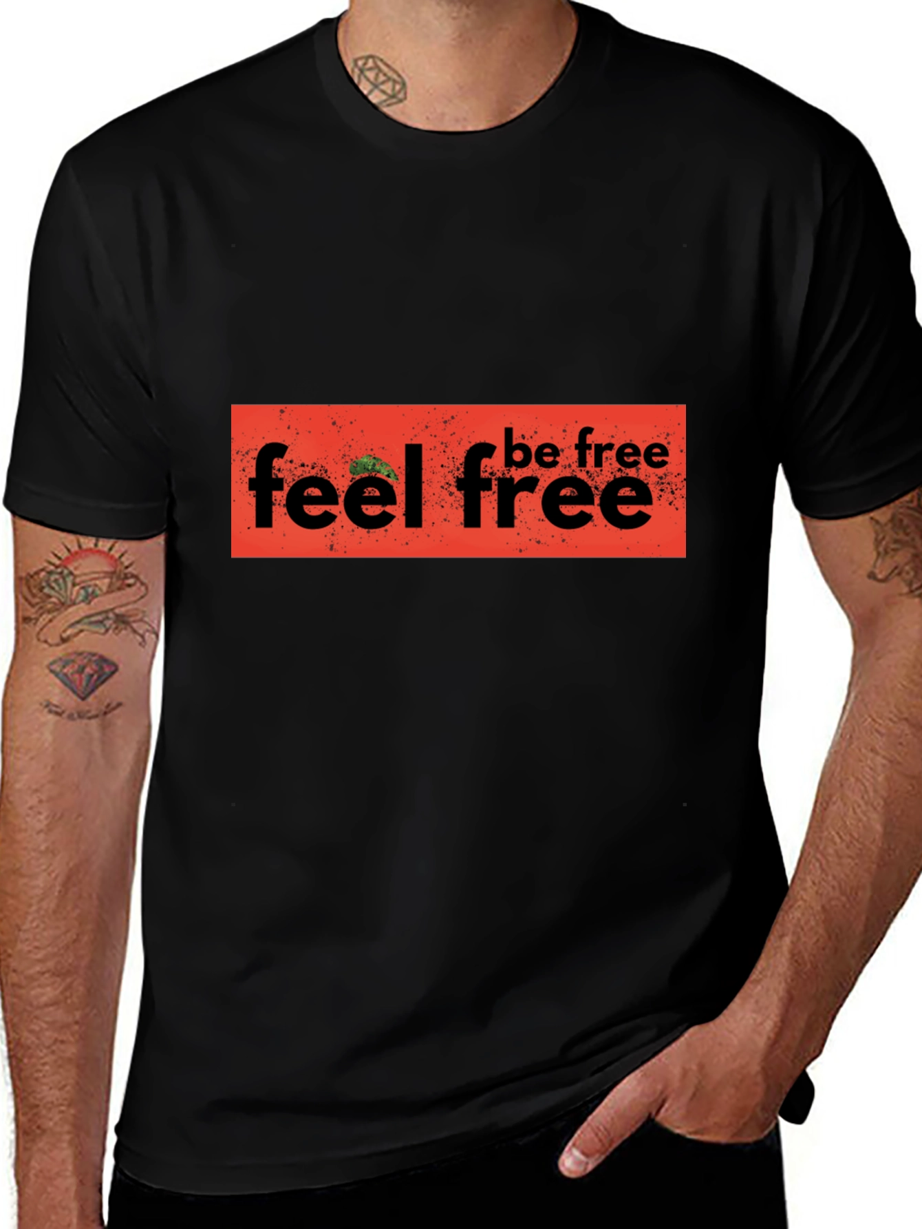 Feel Free Graphic Black T-Shirt