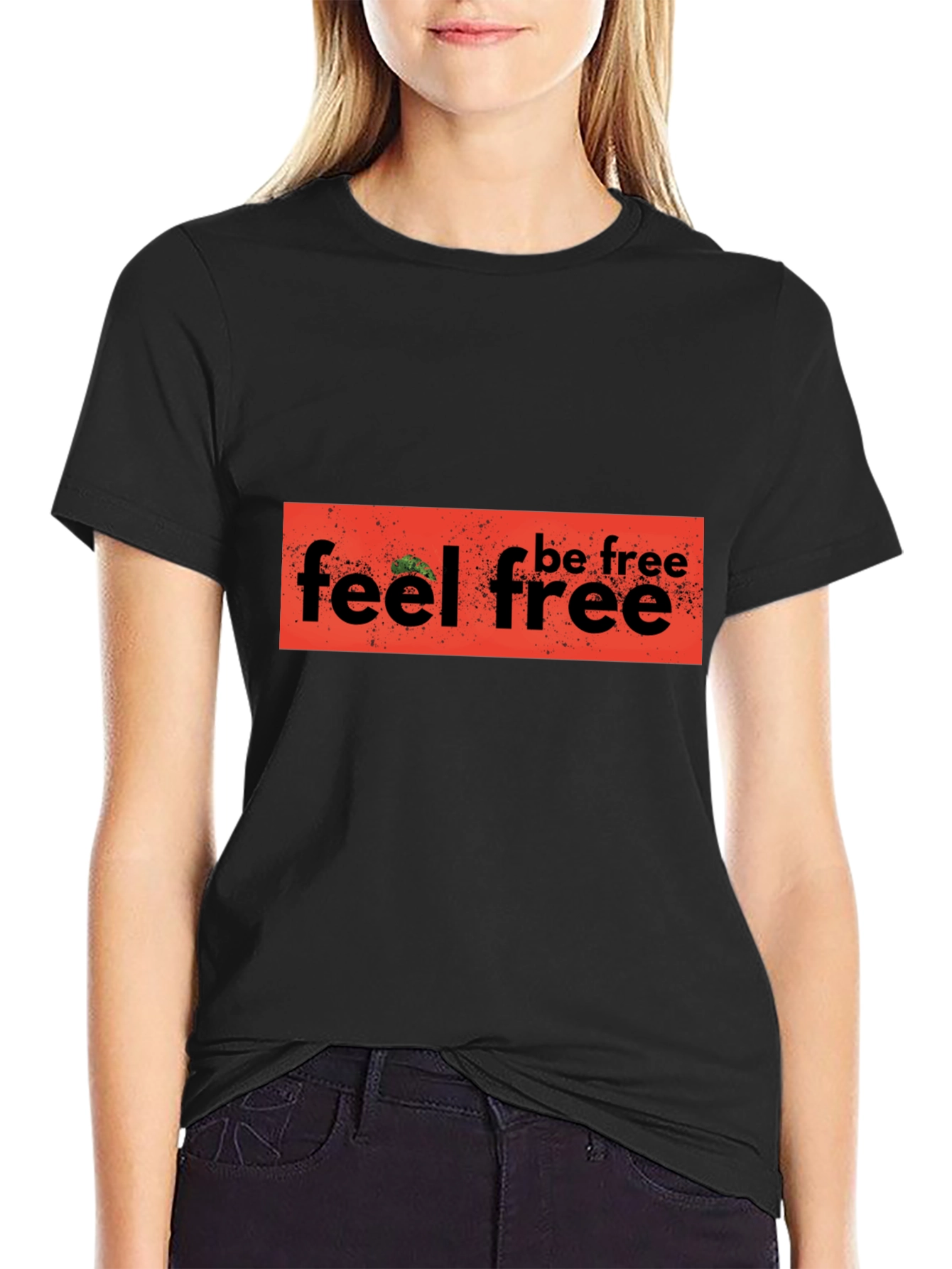 Feel Free Graphic Black T-Shirt