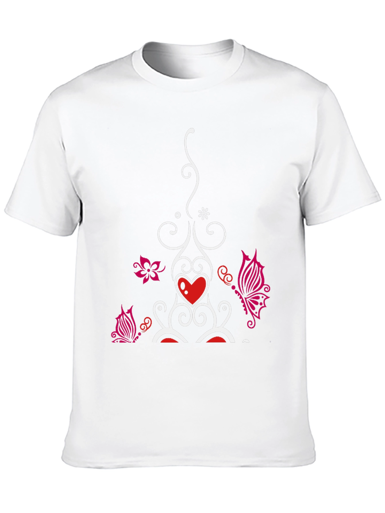 Heart Butterfly Graphic Black T-Shirt
