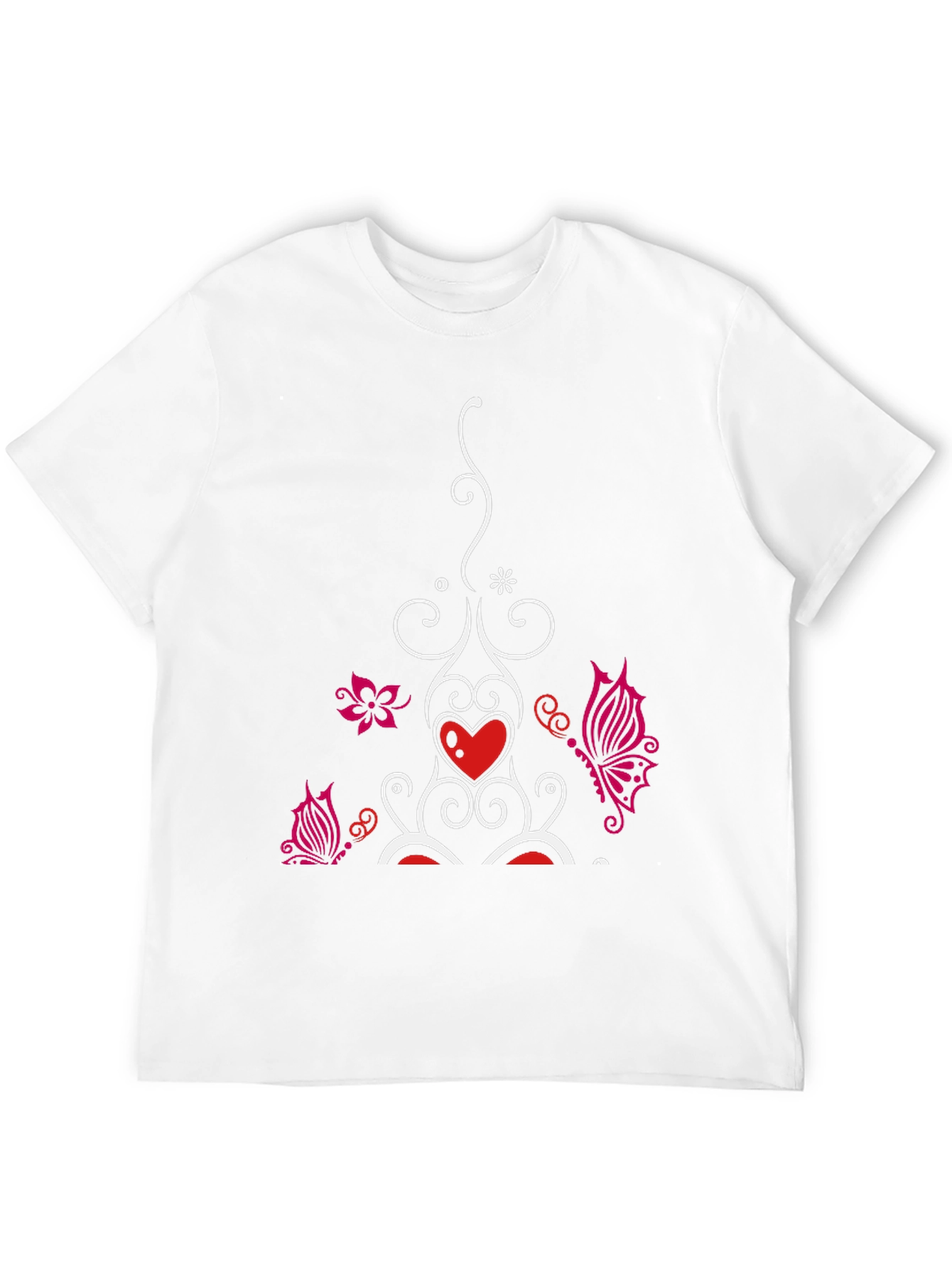 Heart Butterfly Graphic Black T-Shirt