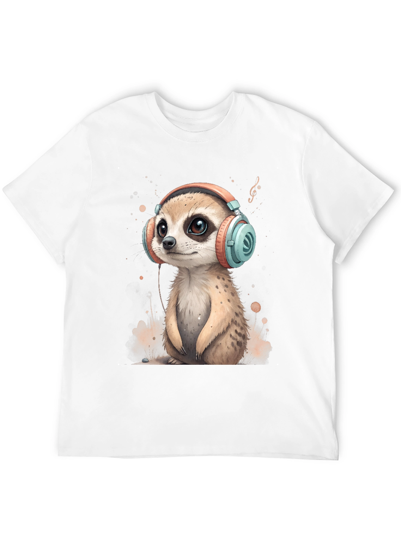 Meerkat in Headphones Graphic Tee - Cool & Cute