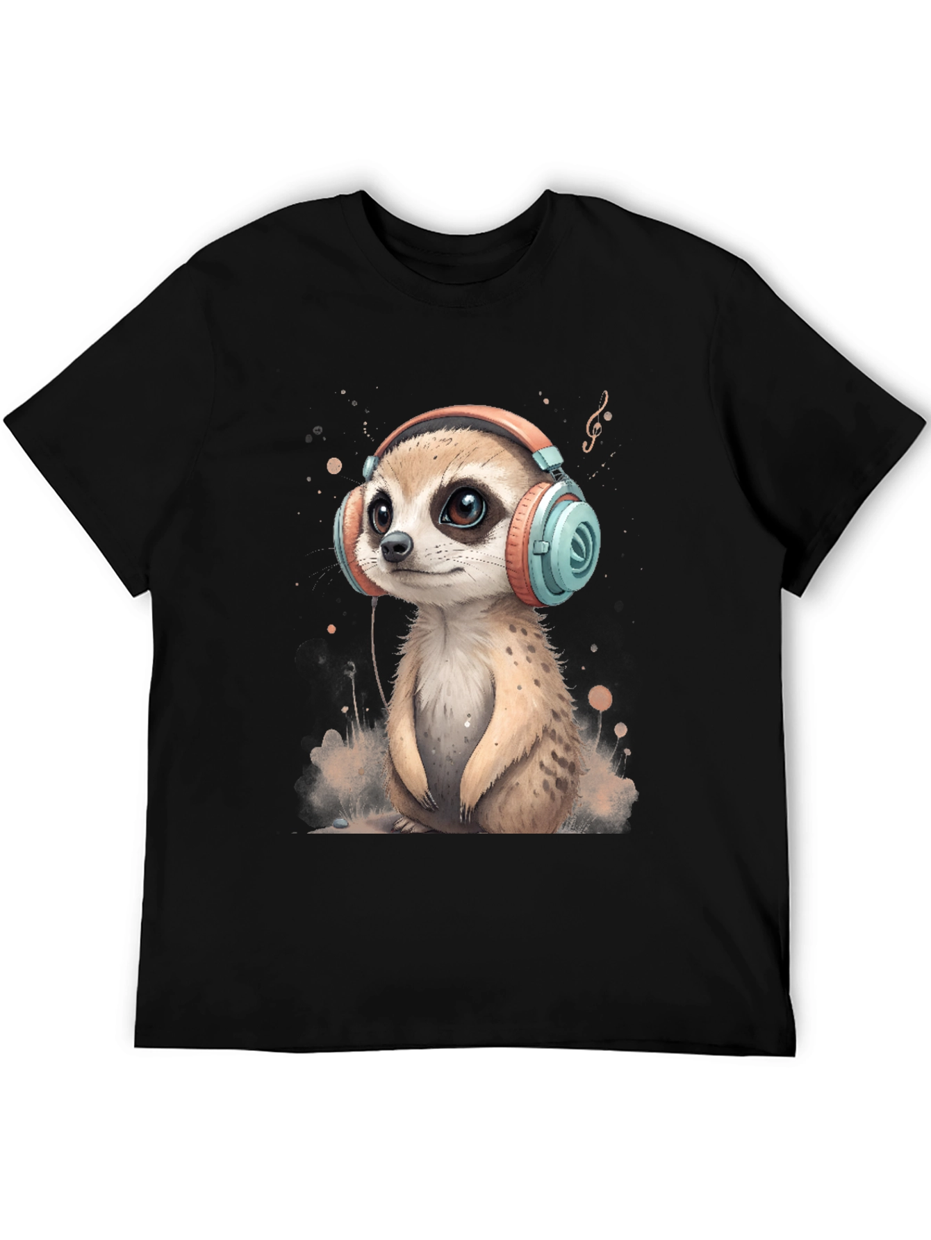 Meerkat in Headphones Graphic Tee - Cool & Cute