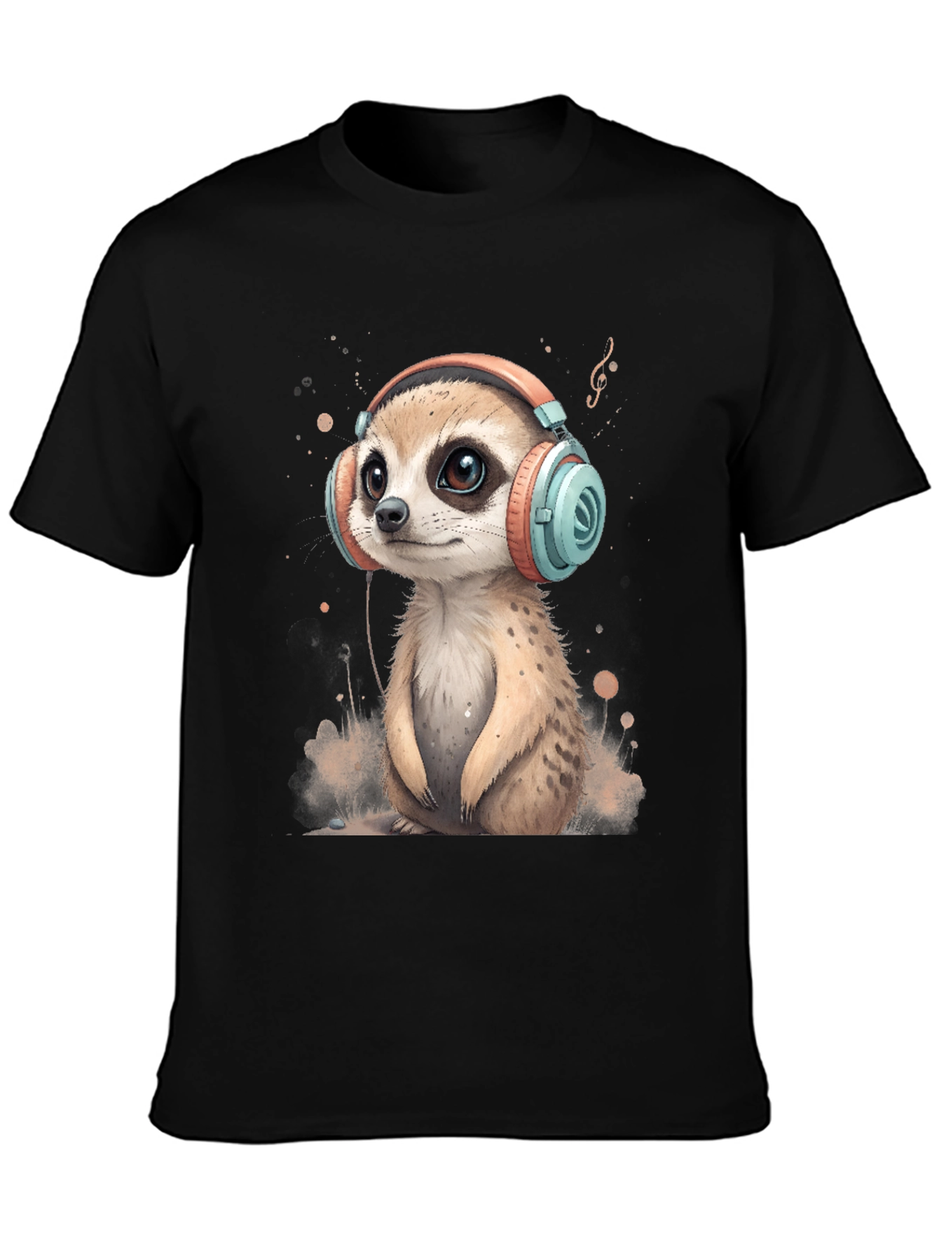 Meerkat in Headphones Graphic Tee - Cool & Cute