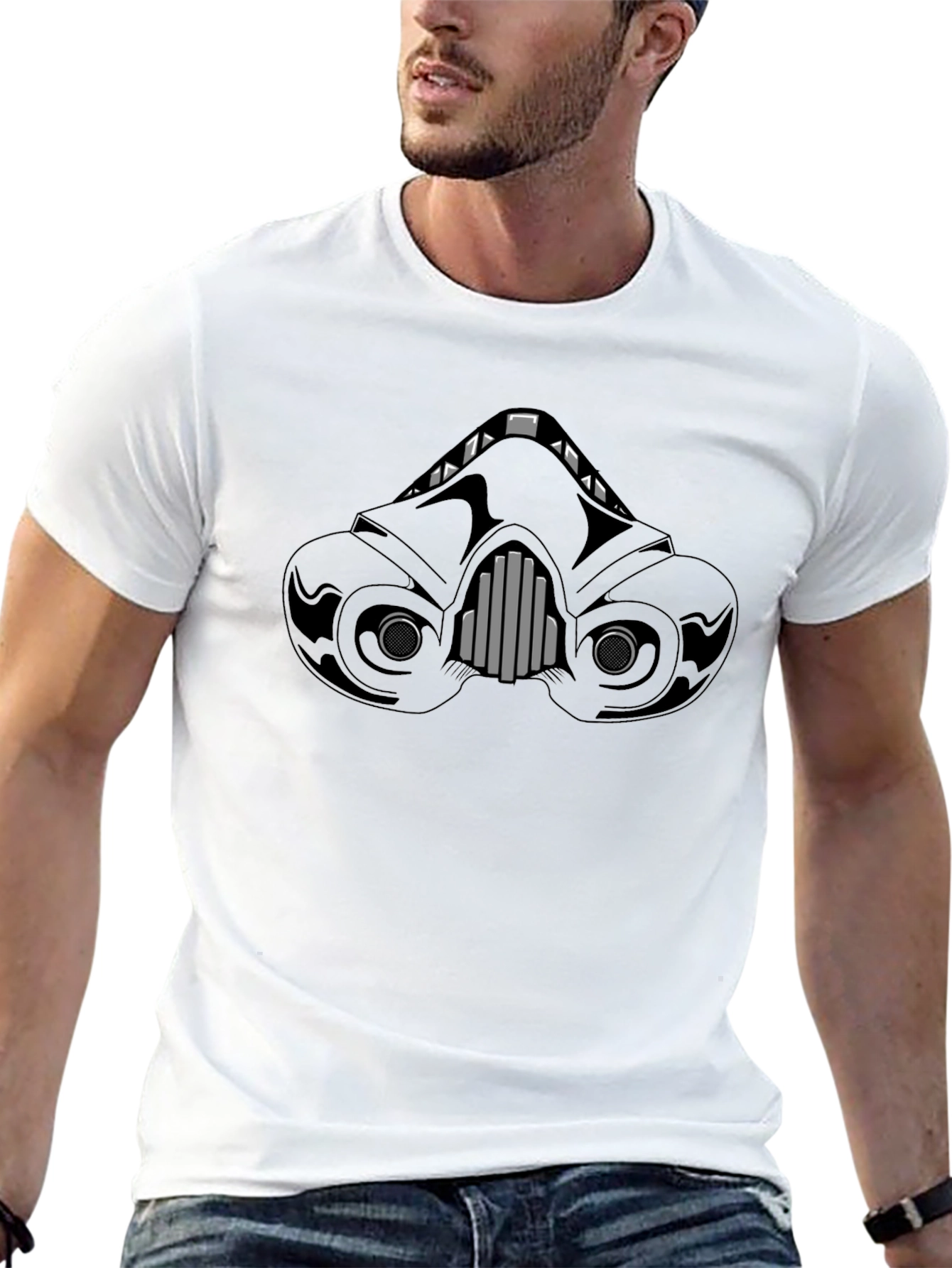 Dark Trooper Mask Graphic Tee - Sci-Fi Fan Apparel