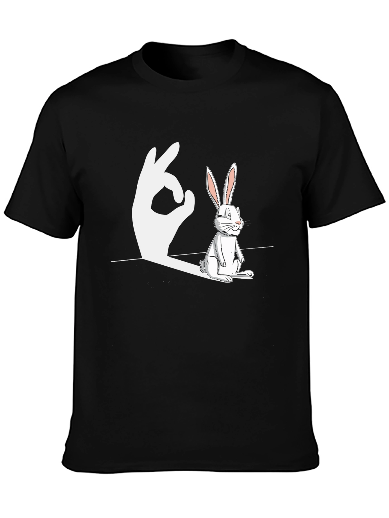 Rabbit Shadow Hand Gesture Funny Graphic T-Shirt