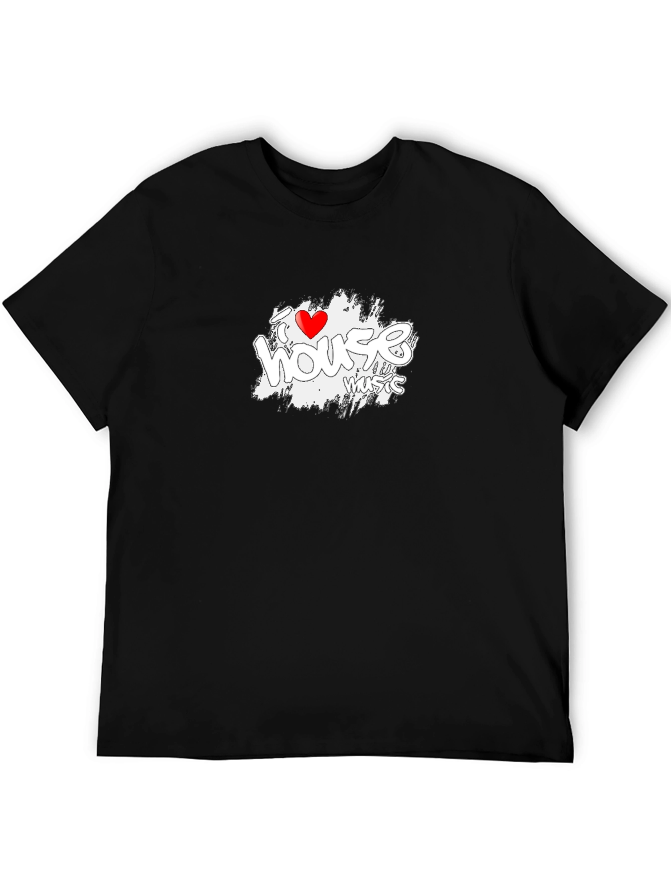 I Love House Music Graphic Tee - Black