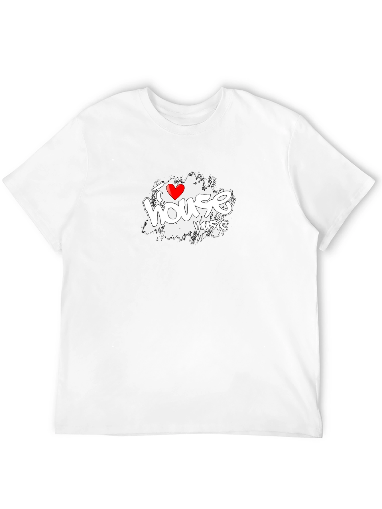 I Love House Music Graphic Tee - Black