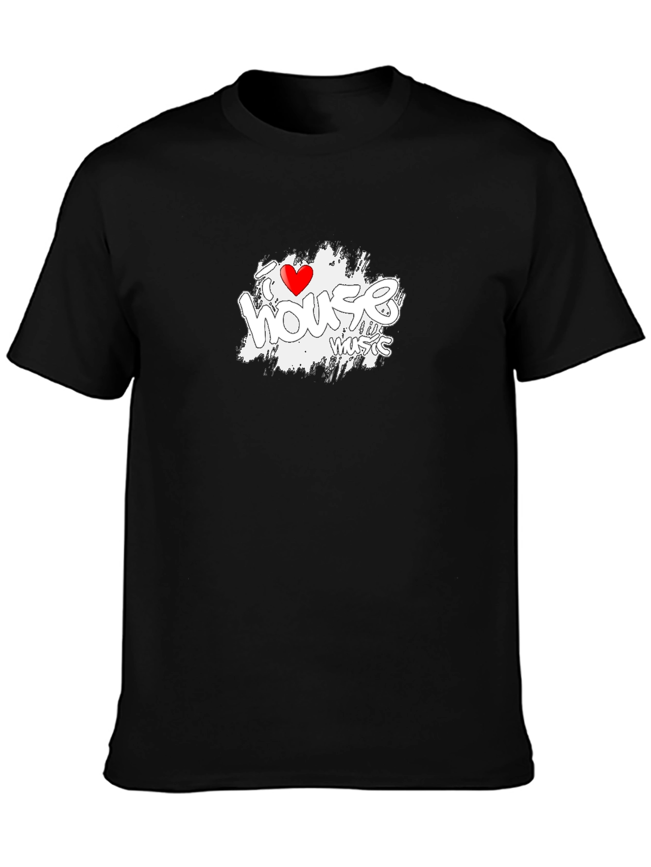 I Love House Music Graphic Tee - Black