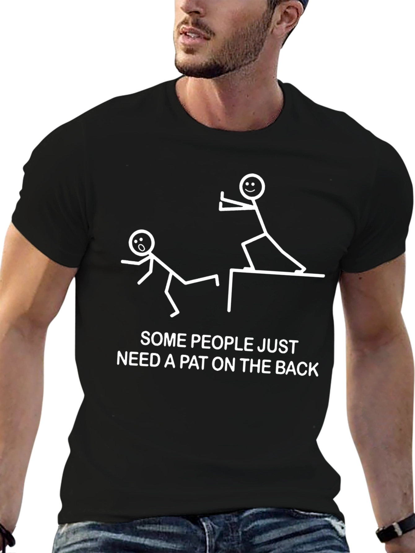 Funny Stick Figure Black T-Shirt