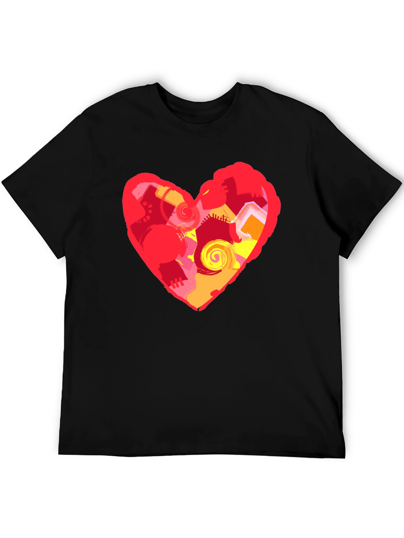 Abstract Heart Graphic Black T-Shirt