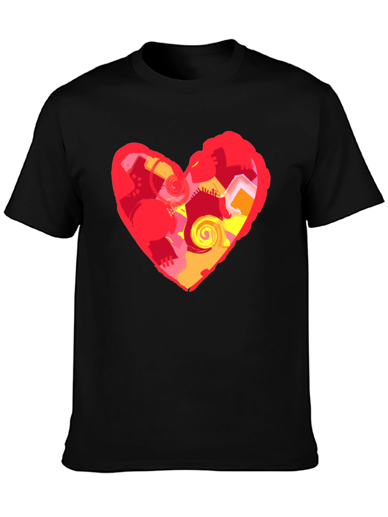 Abstract Heart Graphic Black T-Shirt