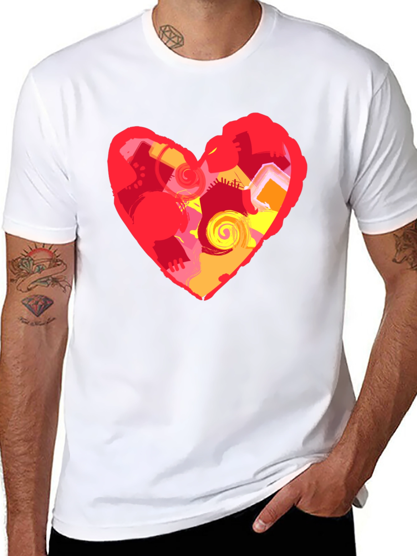 Abstract Heart Graphic Black T-Shirt
