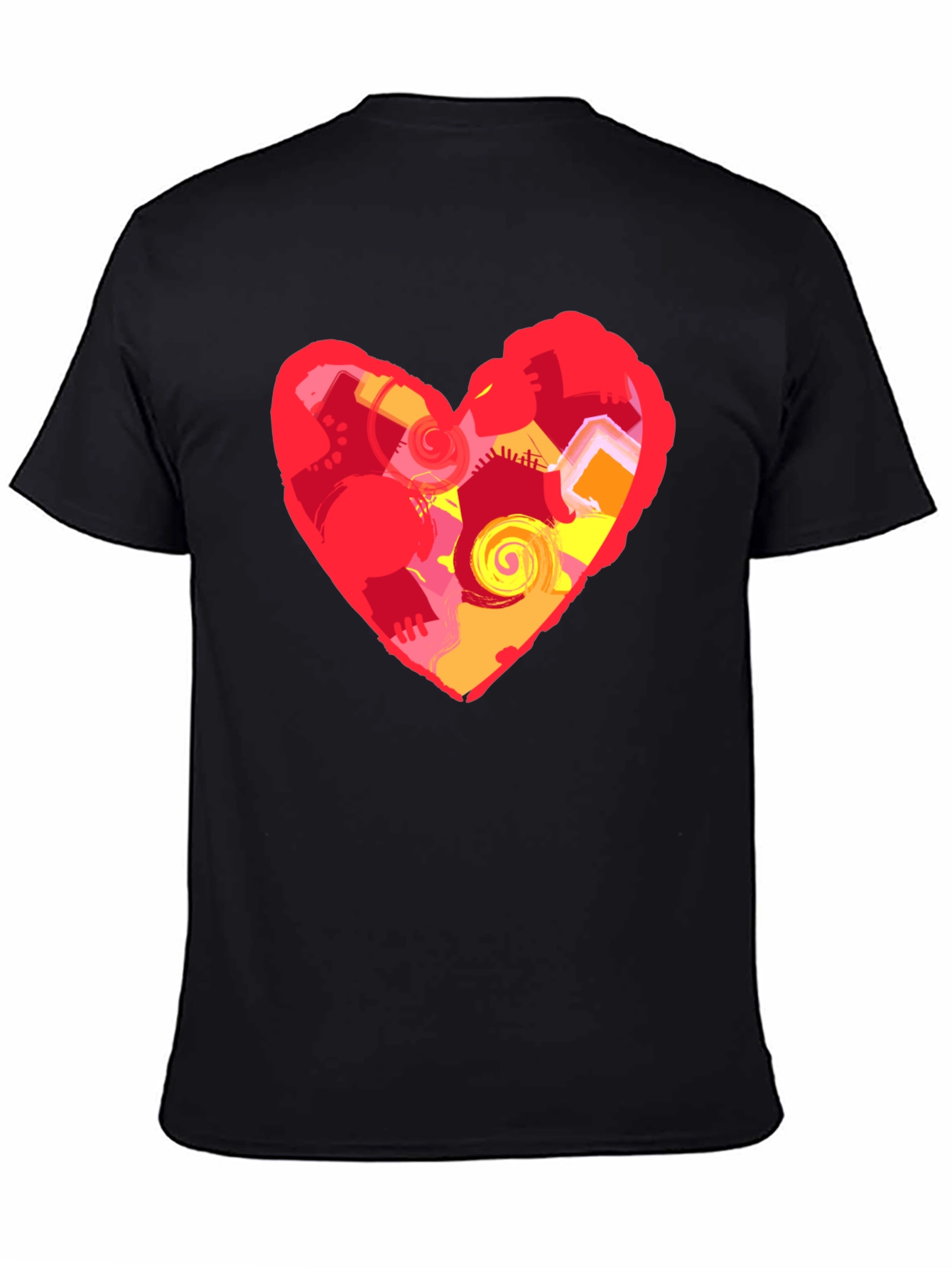 Abstract Heart Graphic Black T-Shirt
