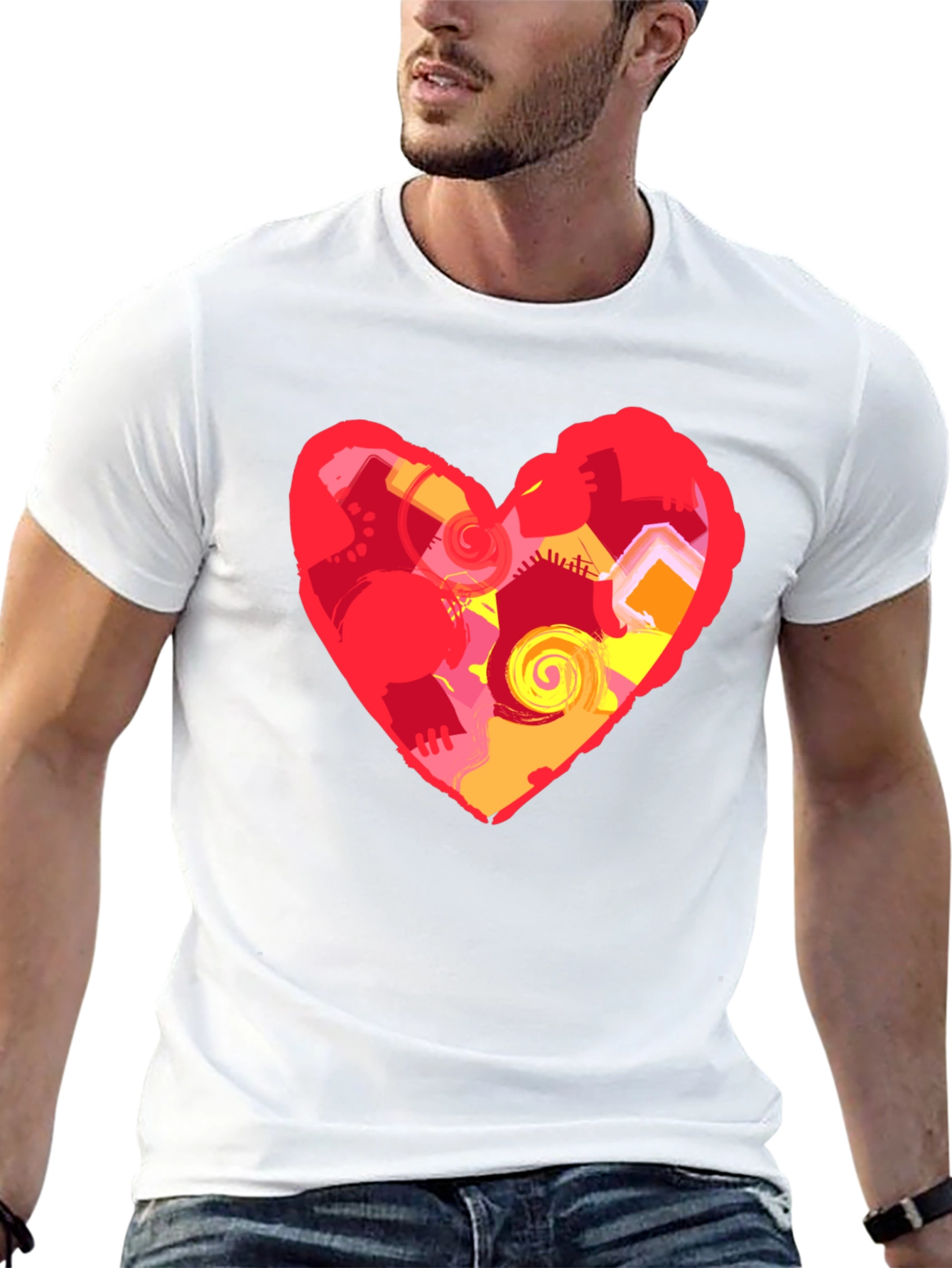 Abstract Heart Graphic Black T-Shirt