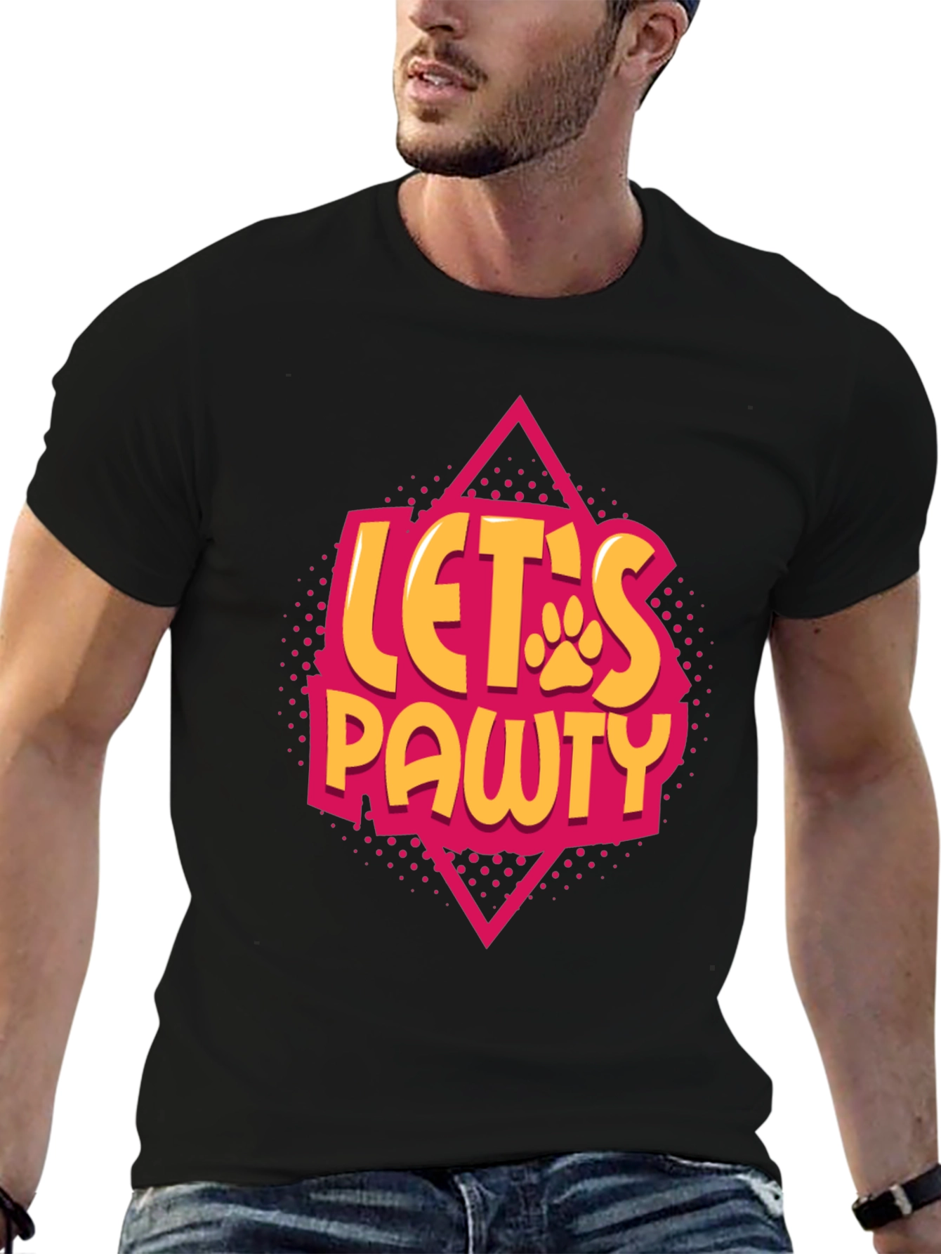 Lets Pawty Black Graphic Tee