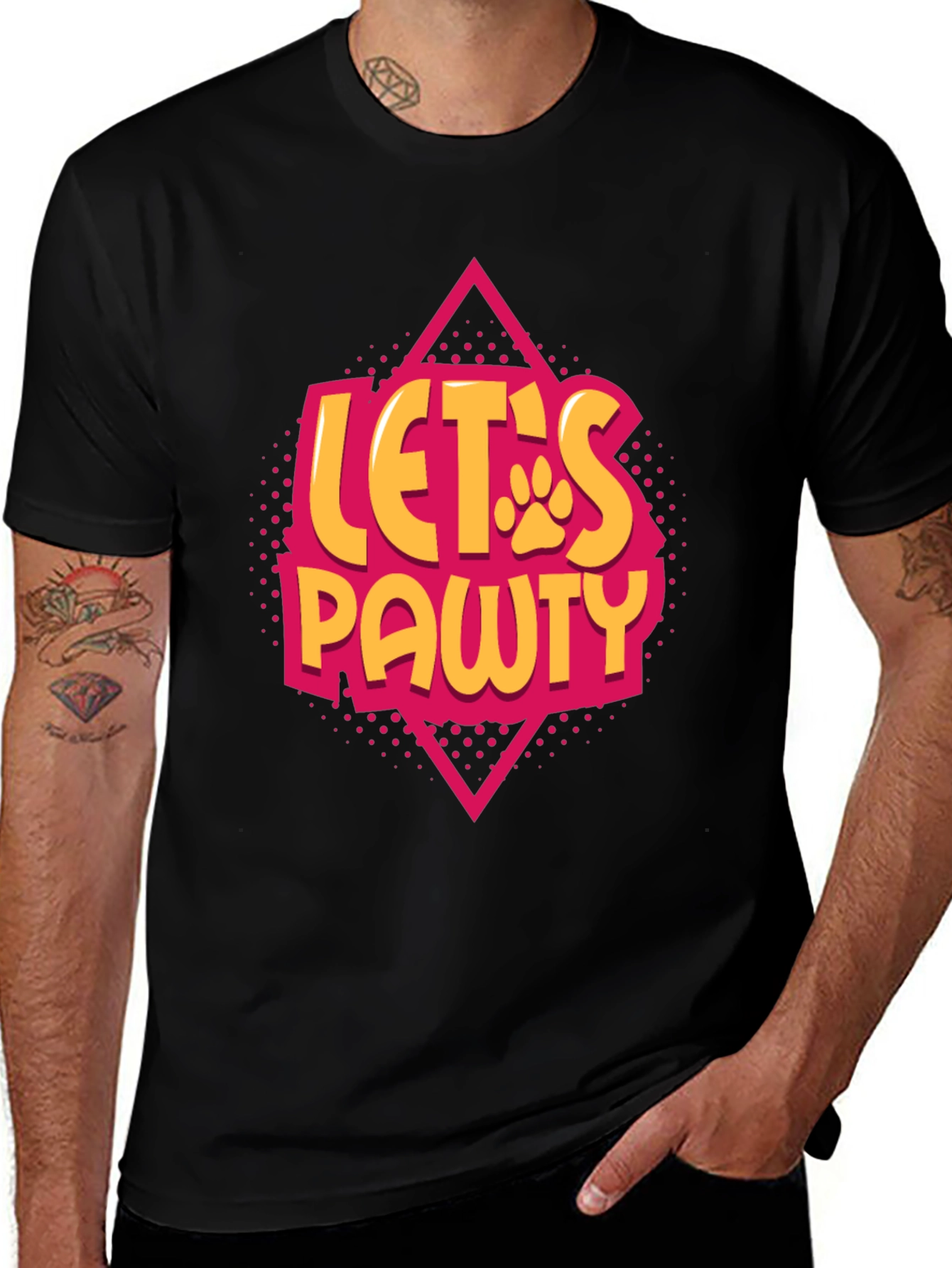 Lets Pawty Black Graphic Tee