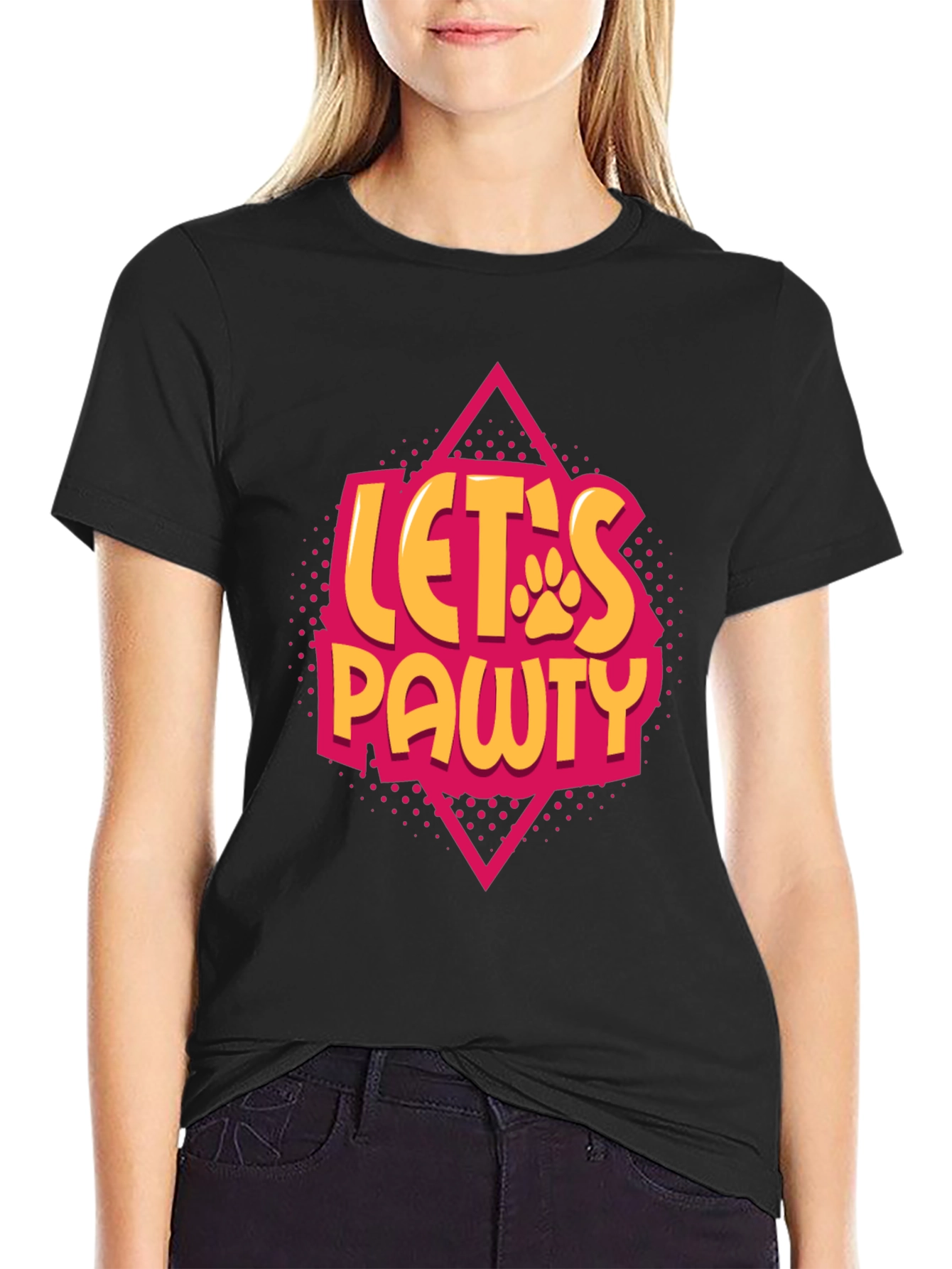 Lets Pawty Black Graphic Tee