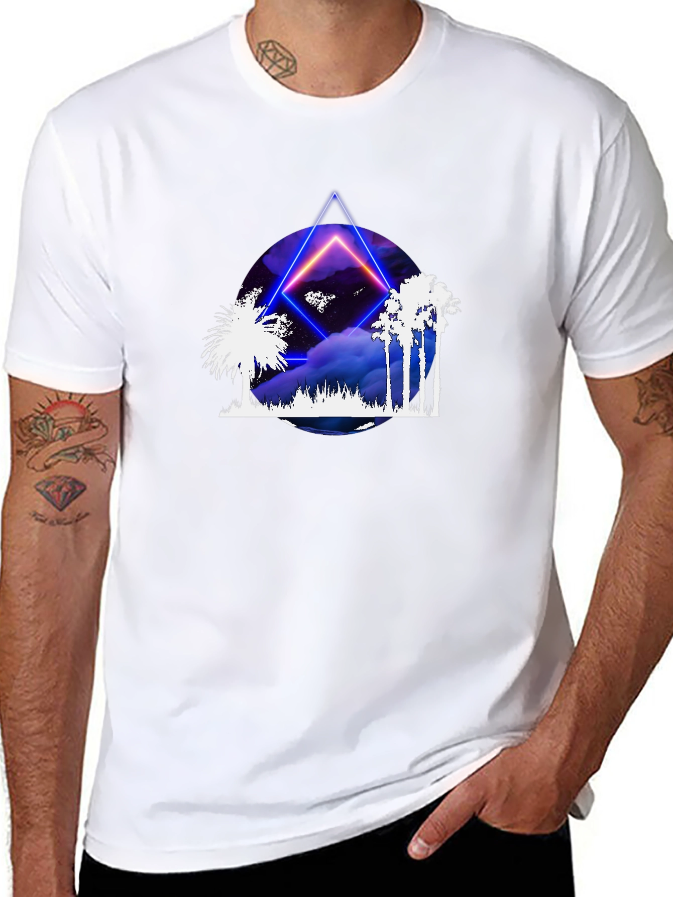 Neon Palm Tree T-Shirt - Retro Graphic Tee