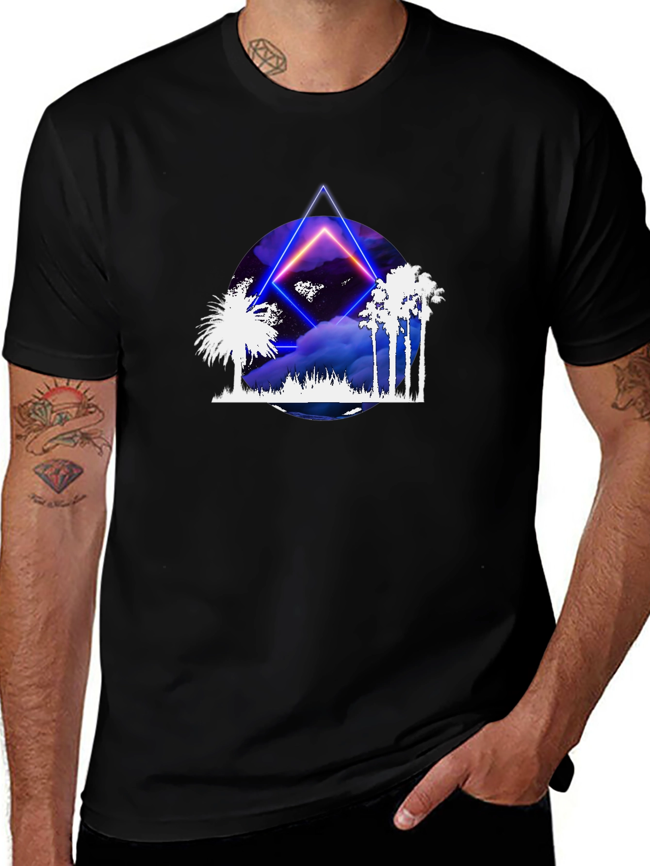 Neon Palm Tree T-Shirt - Retro Graphic Tee
