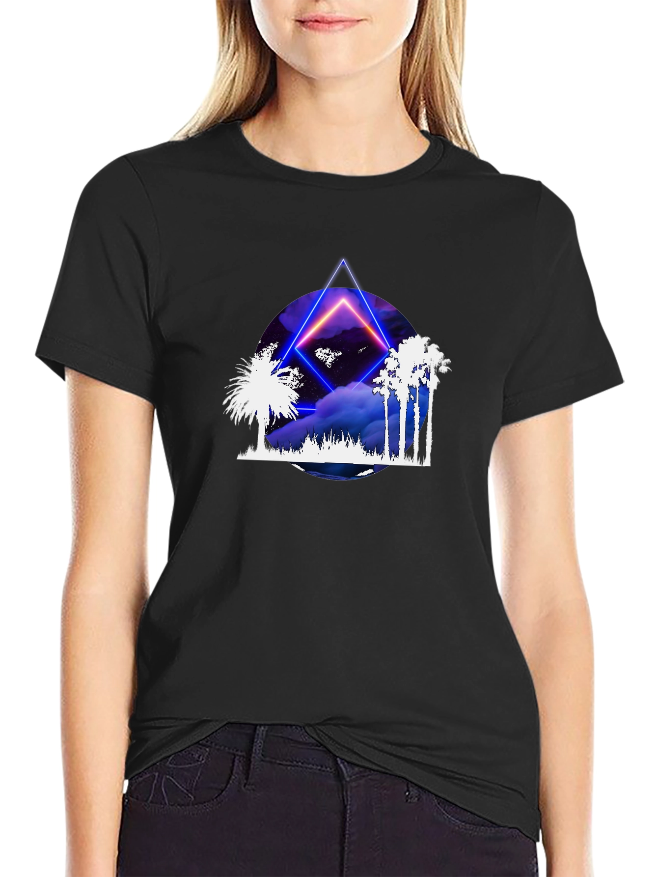 Neon Palm Tree T-Shirt - Retro Graphic Tee