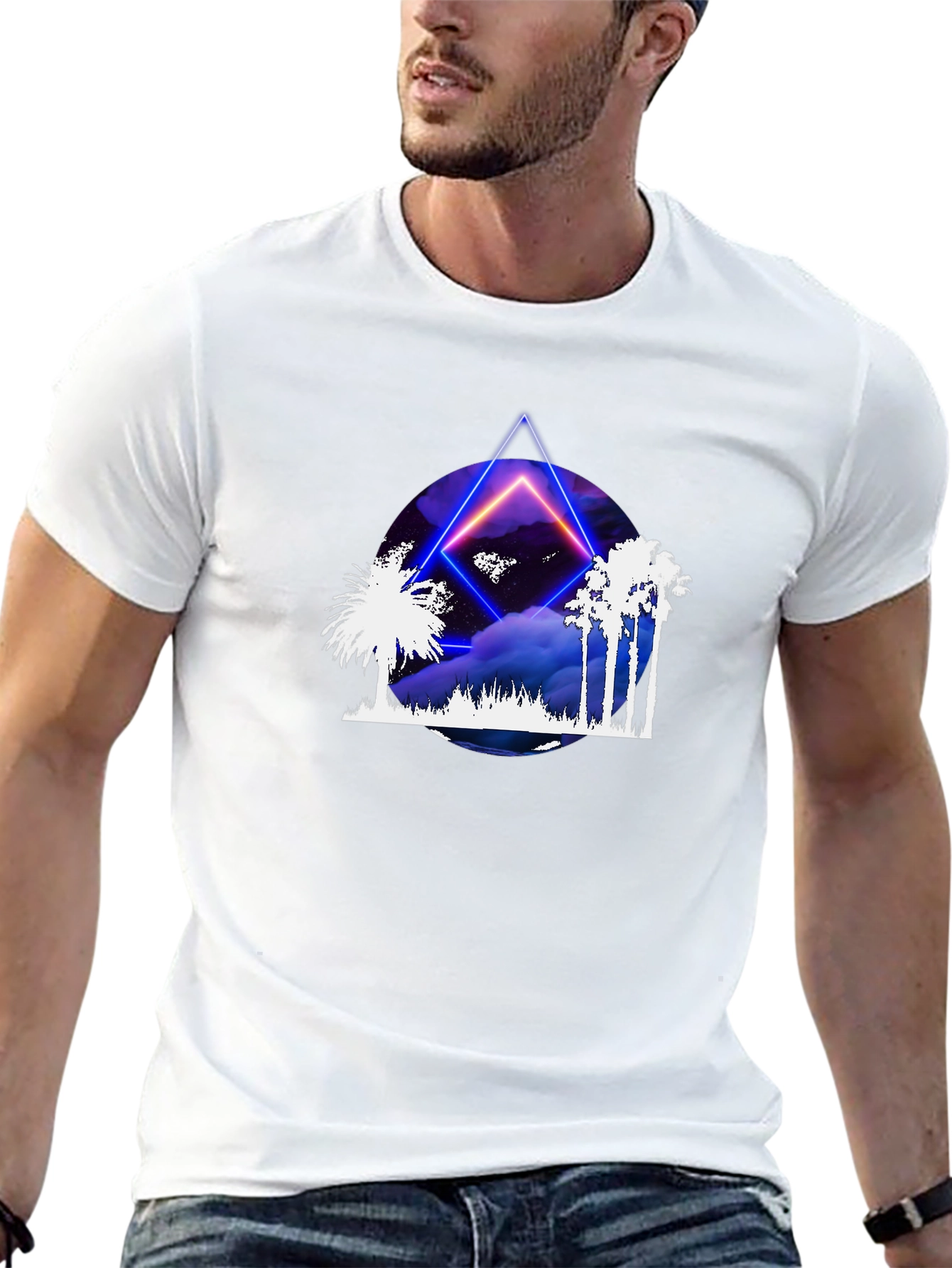 Neon Palm Tree T-Shirt - Retro Graphic Tee