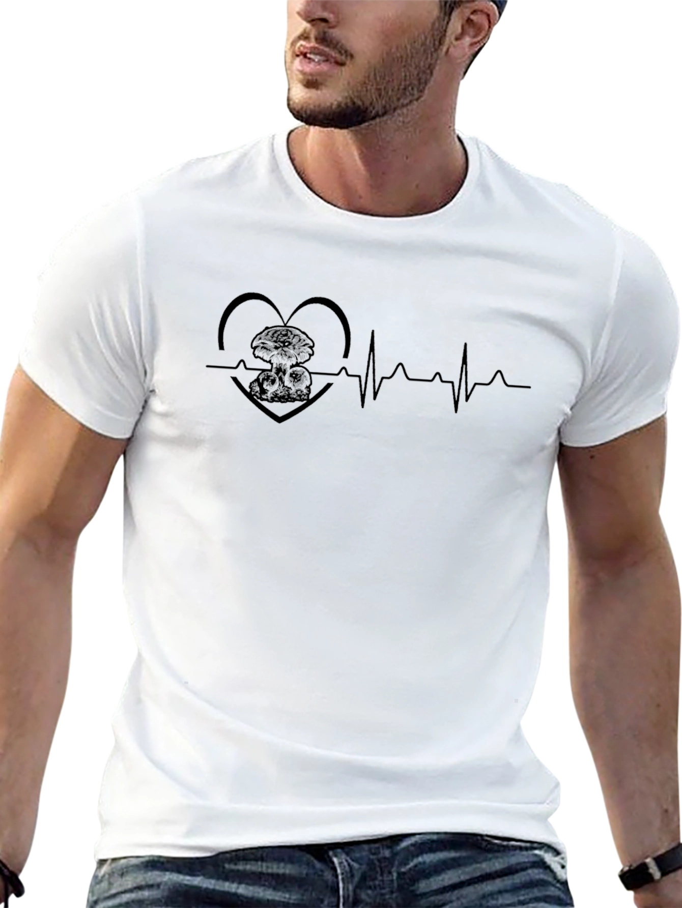 Heartbeat Atomic Mushroom Cloud Graphic Tee - Black