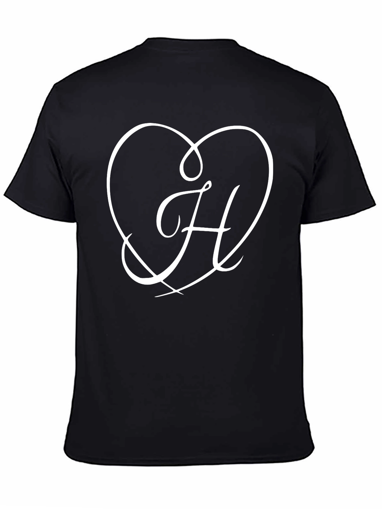 Heart H Letter Black T-Shirt