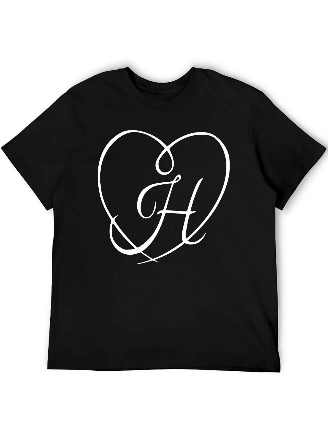 Heart H Letter Black T-Shirt