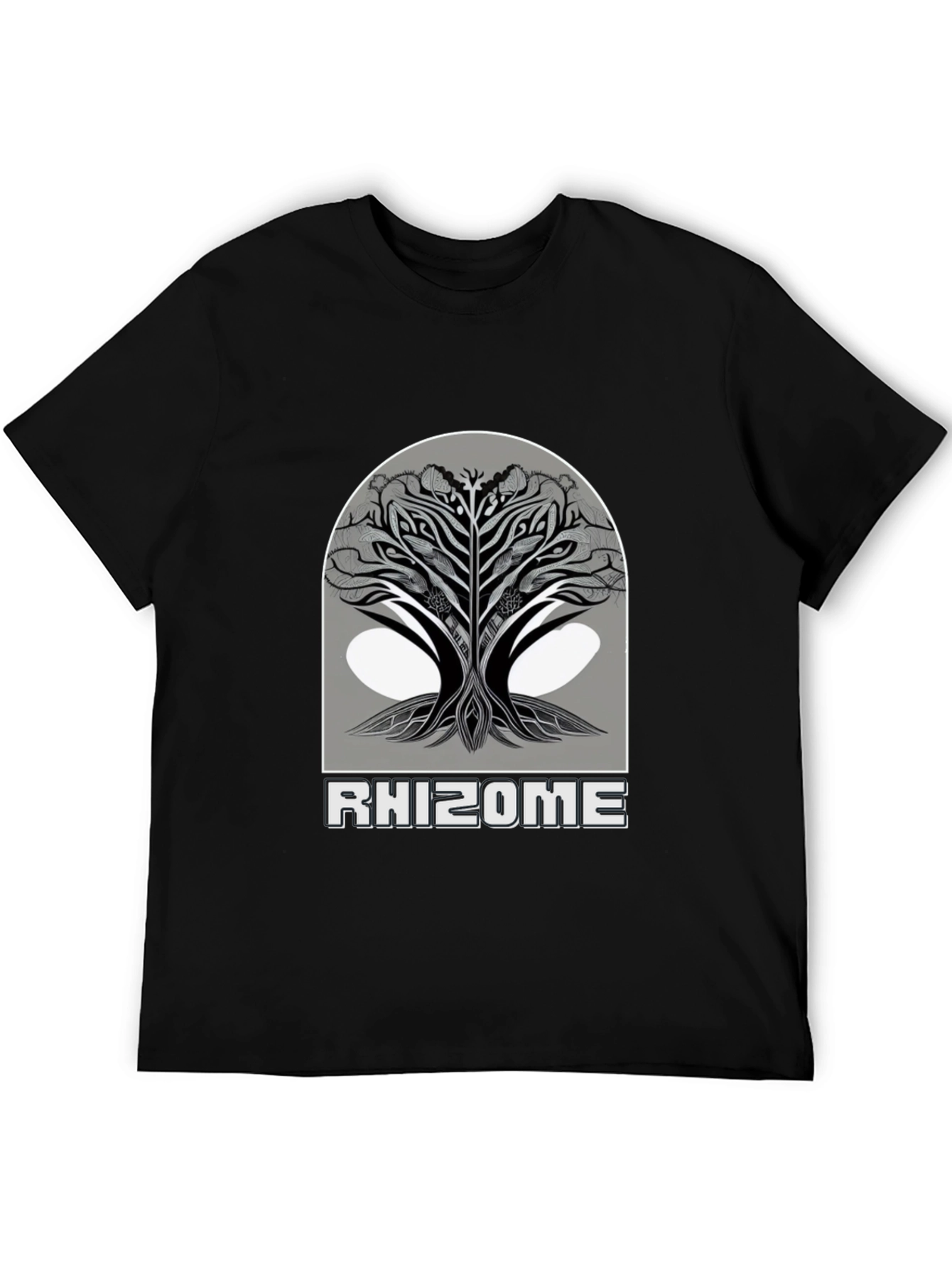 Rhizome Tree Graphic Tee - Modern Black T-Shirt