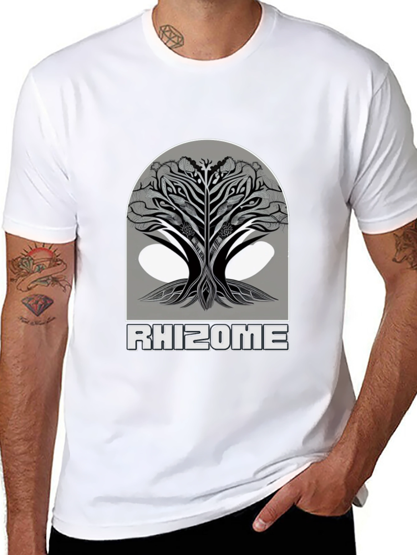 Rhizome Tree Graphic Tee - Modern Black T-Shirt