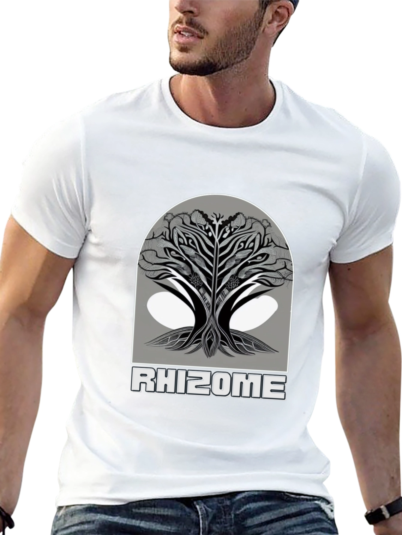 Rhizome Tree Graphic Tee - Modern Black T-Shirt