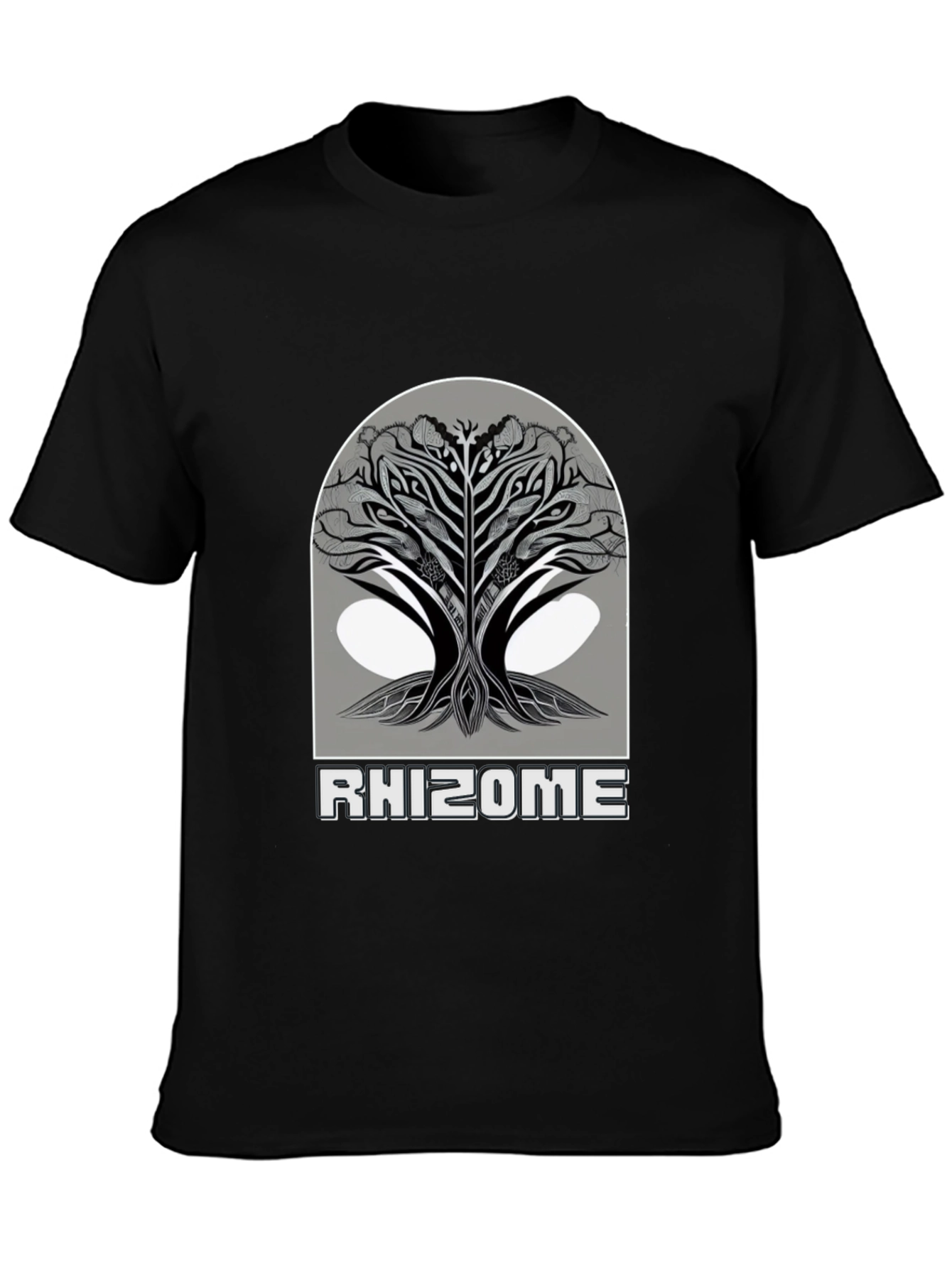 Rhizome Tree Graphic Tee - Modern Black T-Shirt