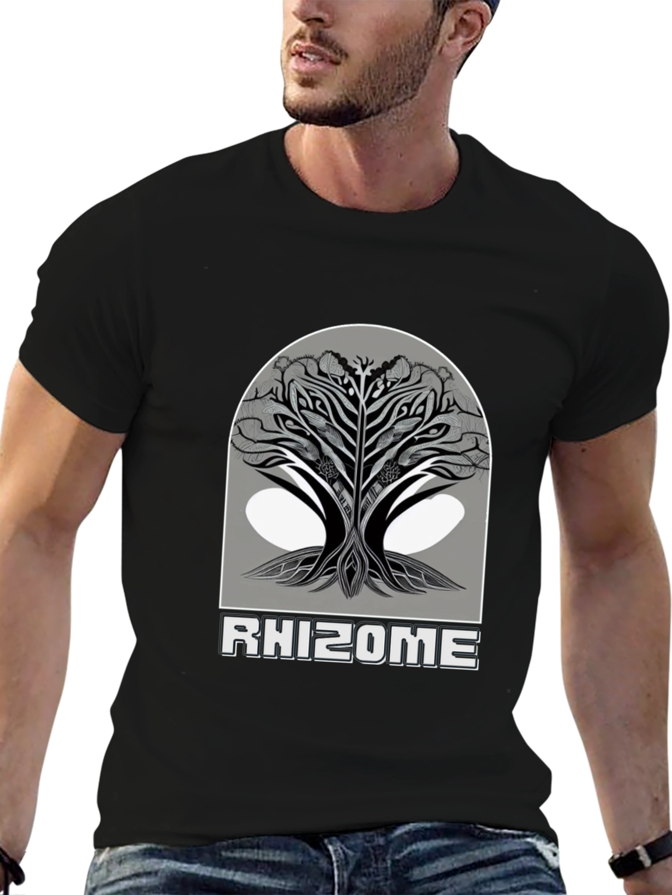 Rhizome Tree Graphic Tee - Modern Black T-Shirt