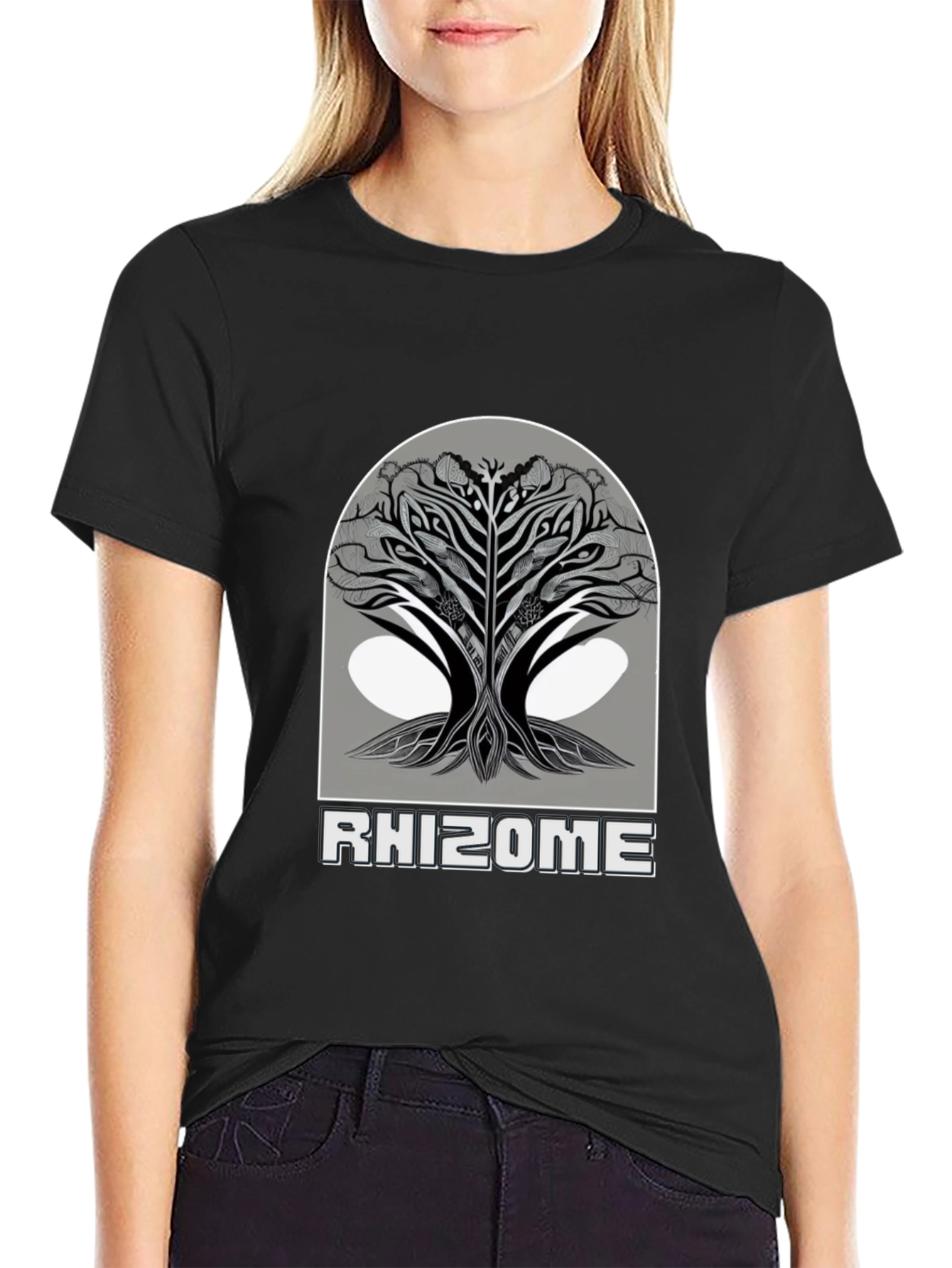 Rhizome Tree Graphic Tee - Modern Black T-Shirt